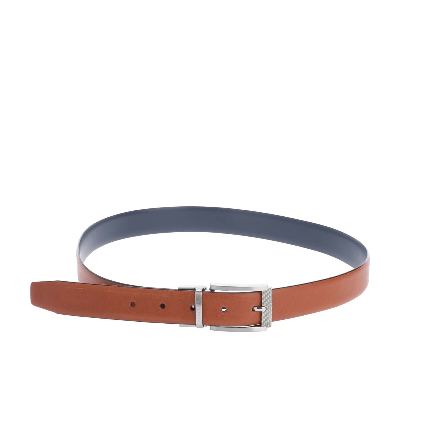 Ted Baker Mens Accessories Reva Reversible Texture Belt in Tan - Brown Leather - Size 38 inches