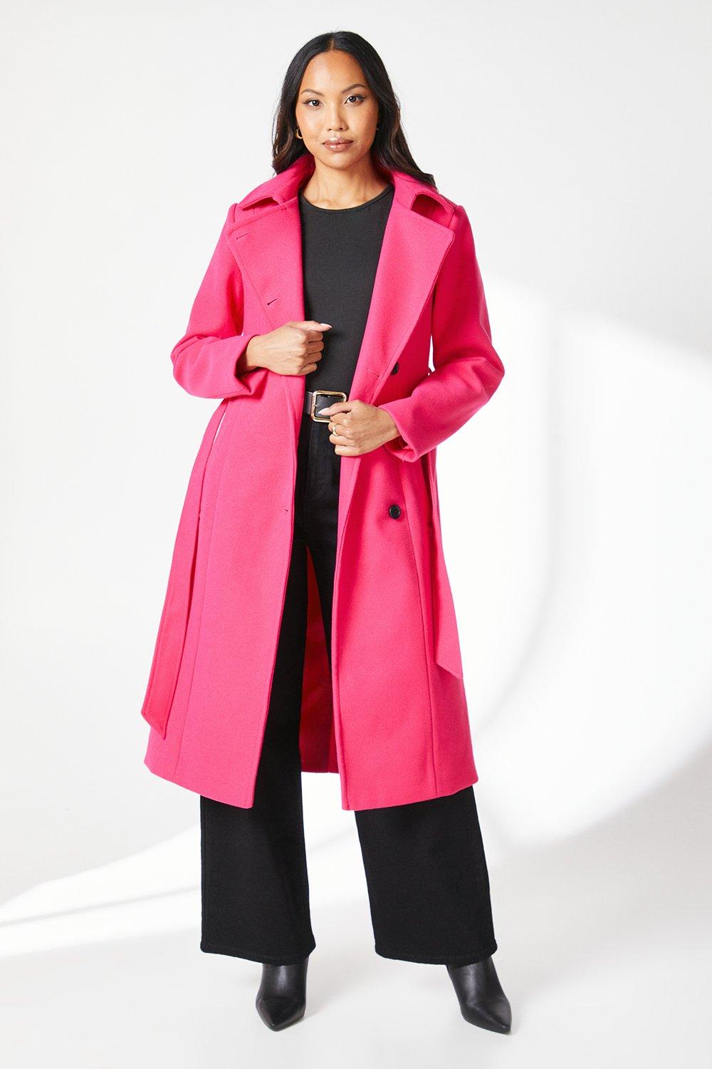 Principles Womens Asymmetric Belted Wrap Coat - Pink - Size 18 UK