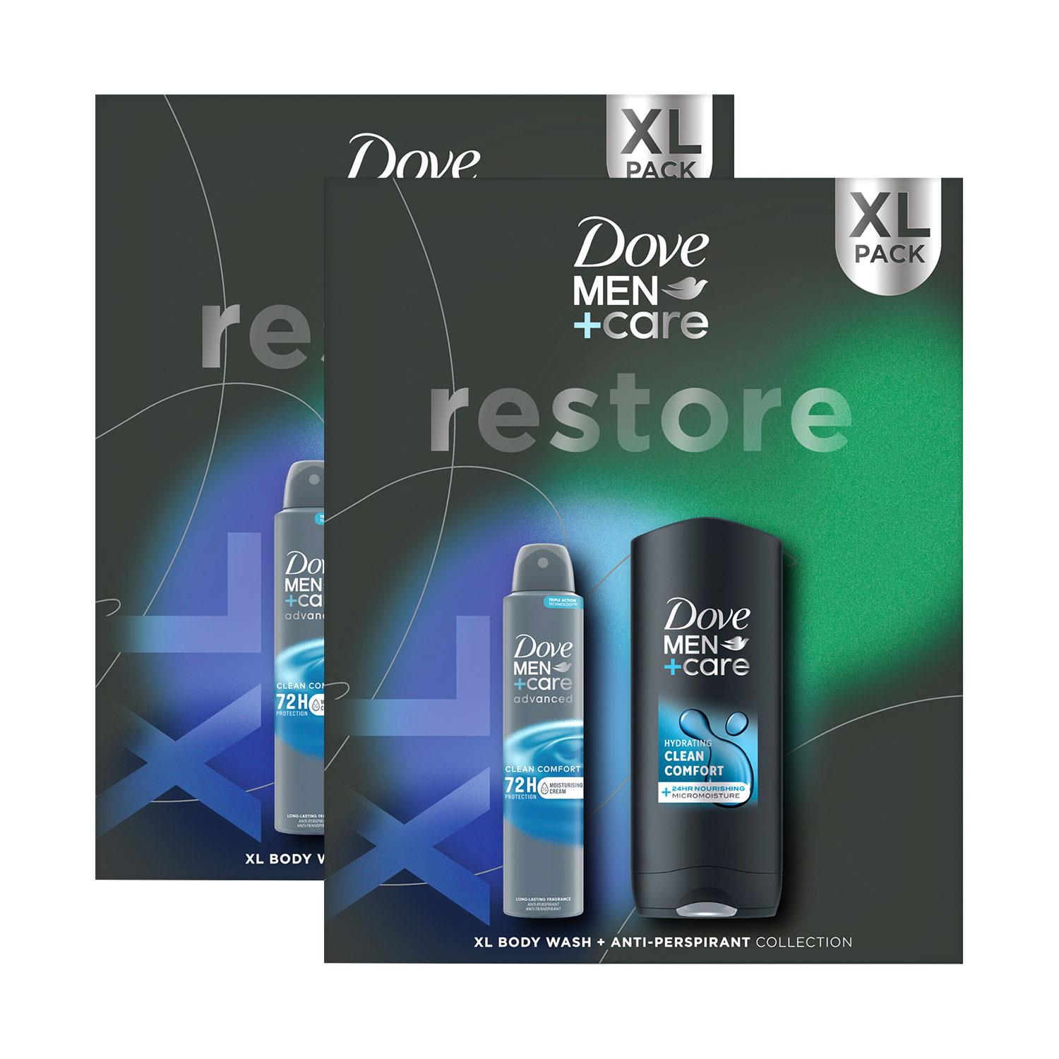 Dove Mens Restore Clean Comfort Bath & Body Gift Set for Him, 2pk - One Size