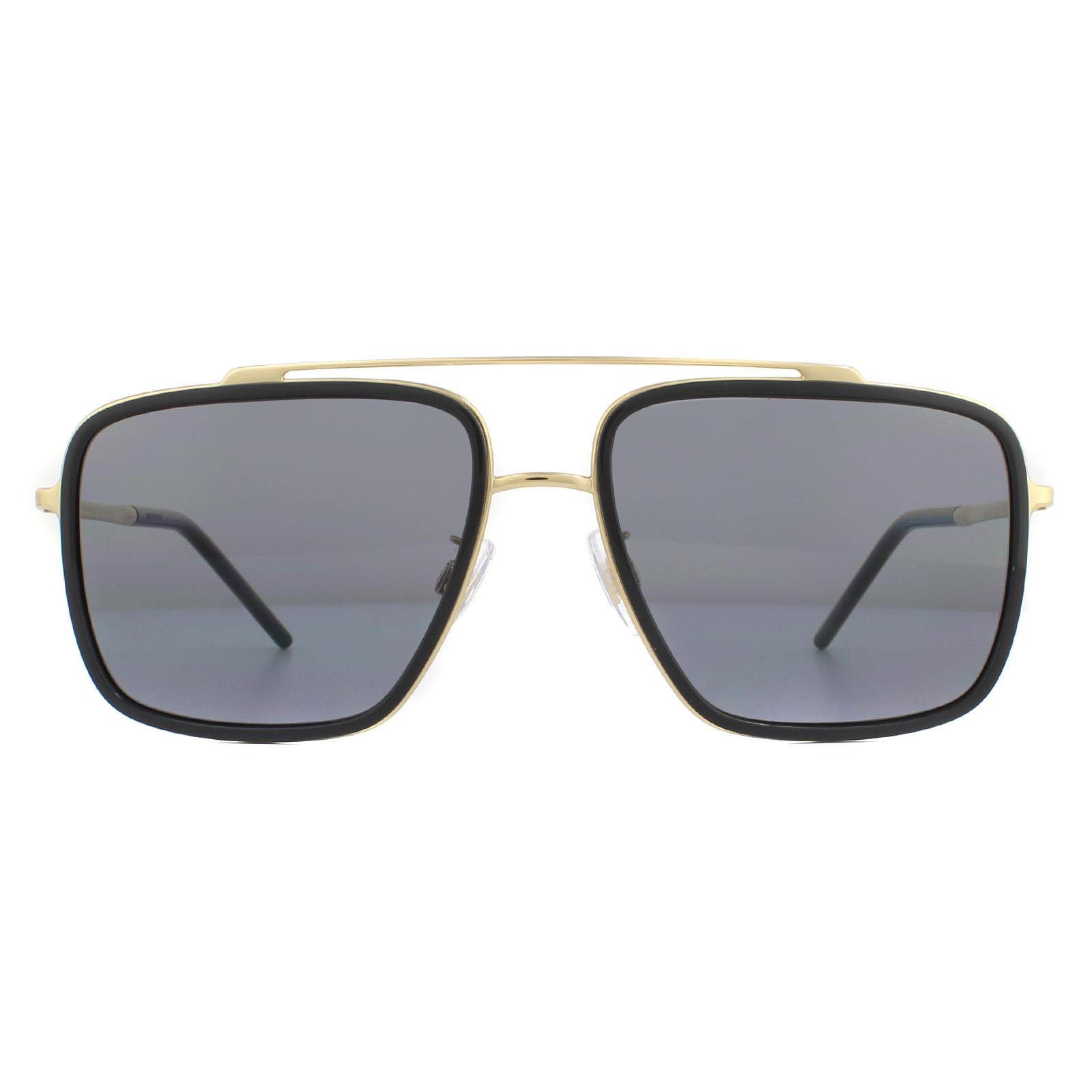 Dolce & Gabbana Mens Sunglasses DG2220 02/81 Gold and Black Brown Gradient Polarized Metal - One Size