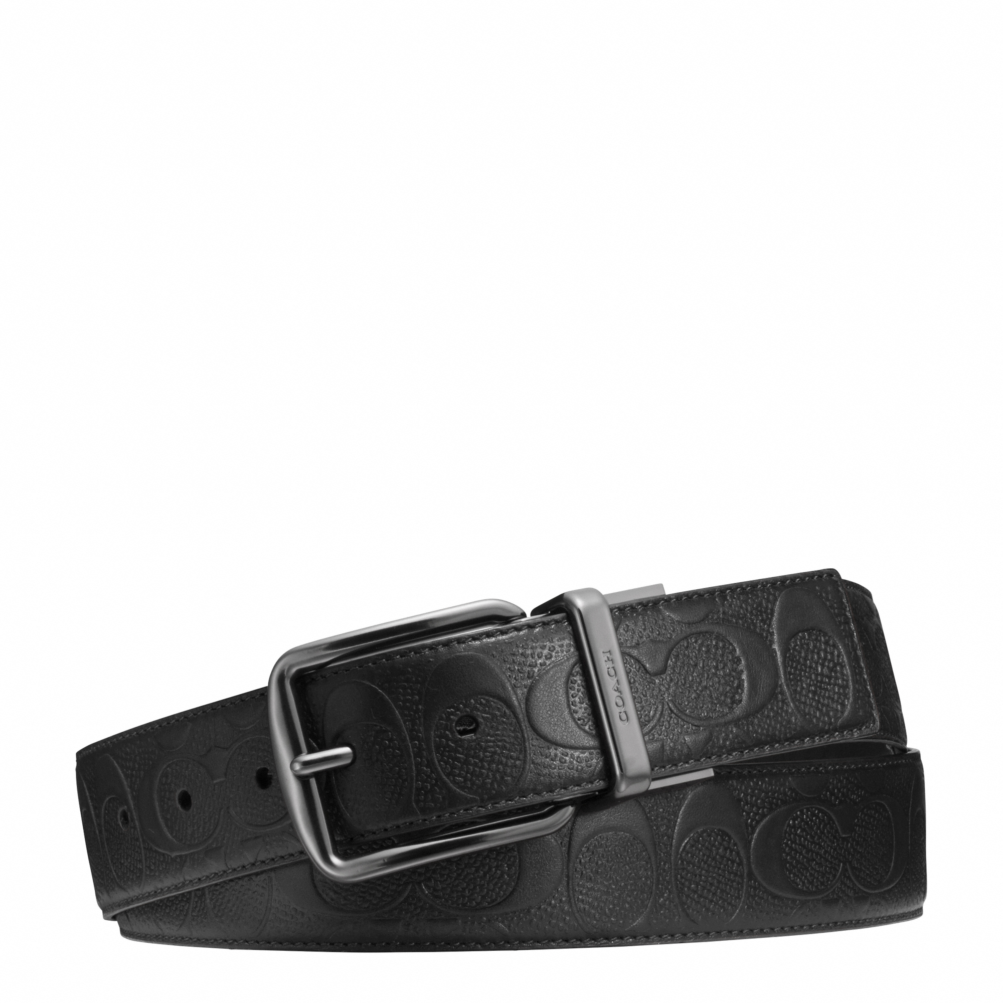 Coach Mens Wide Harness CTS Reversible Belt in Signature Leather - Black - One Size