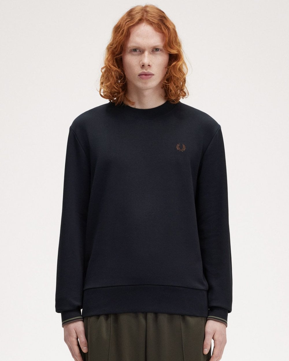 Fred Perry Mens Crew Neck Sweatshirt - Navy - Size Medium