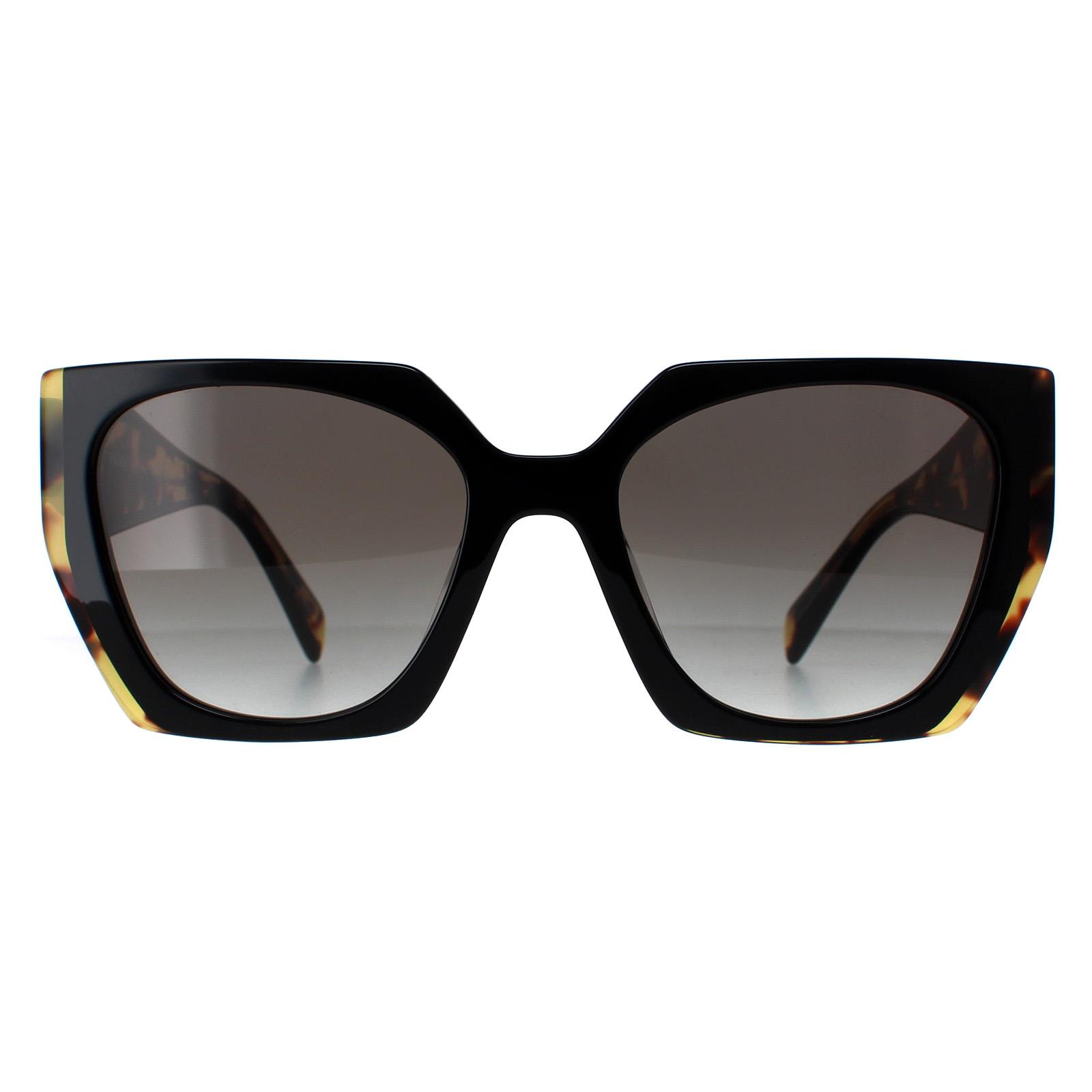 Prada Rectangle Womens Black and Medium Tortoise Light Grey Gradient PR15WS - One Size