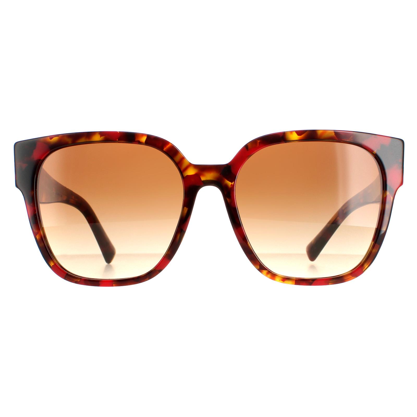 Valentino Square Womens Red Havana Brown Gradient VA4111 Sunglasses - One Size