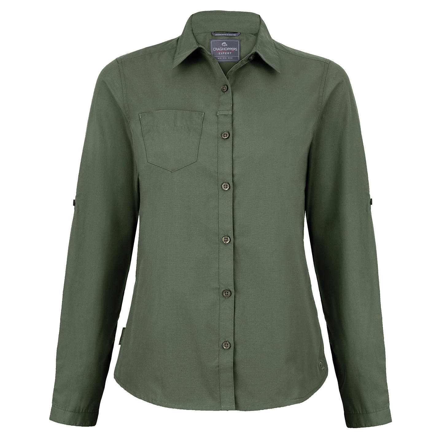 Craghoppers Womens/Ladies Expert Kiwi Long-Sleeved Shirt (Cedar Green) material_Synthetic - Size 10 UK