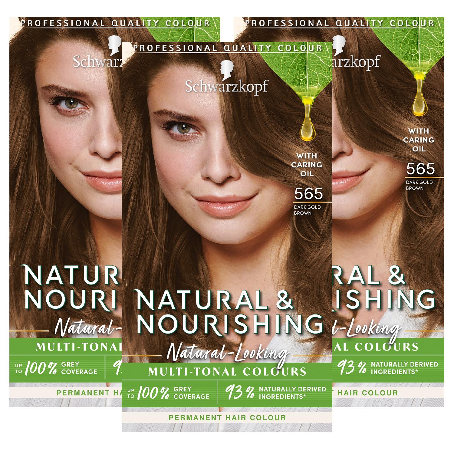 Schwarzkopf Womens 3x Natural&Nourishing 565 - Dark Gold Brown - One Size