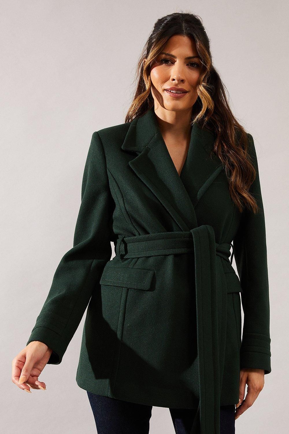 Wallis Black Coat Womens Casual Jackets & Coats - Forest Green material_polyester - Size 18 UK