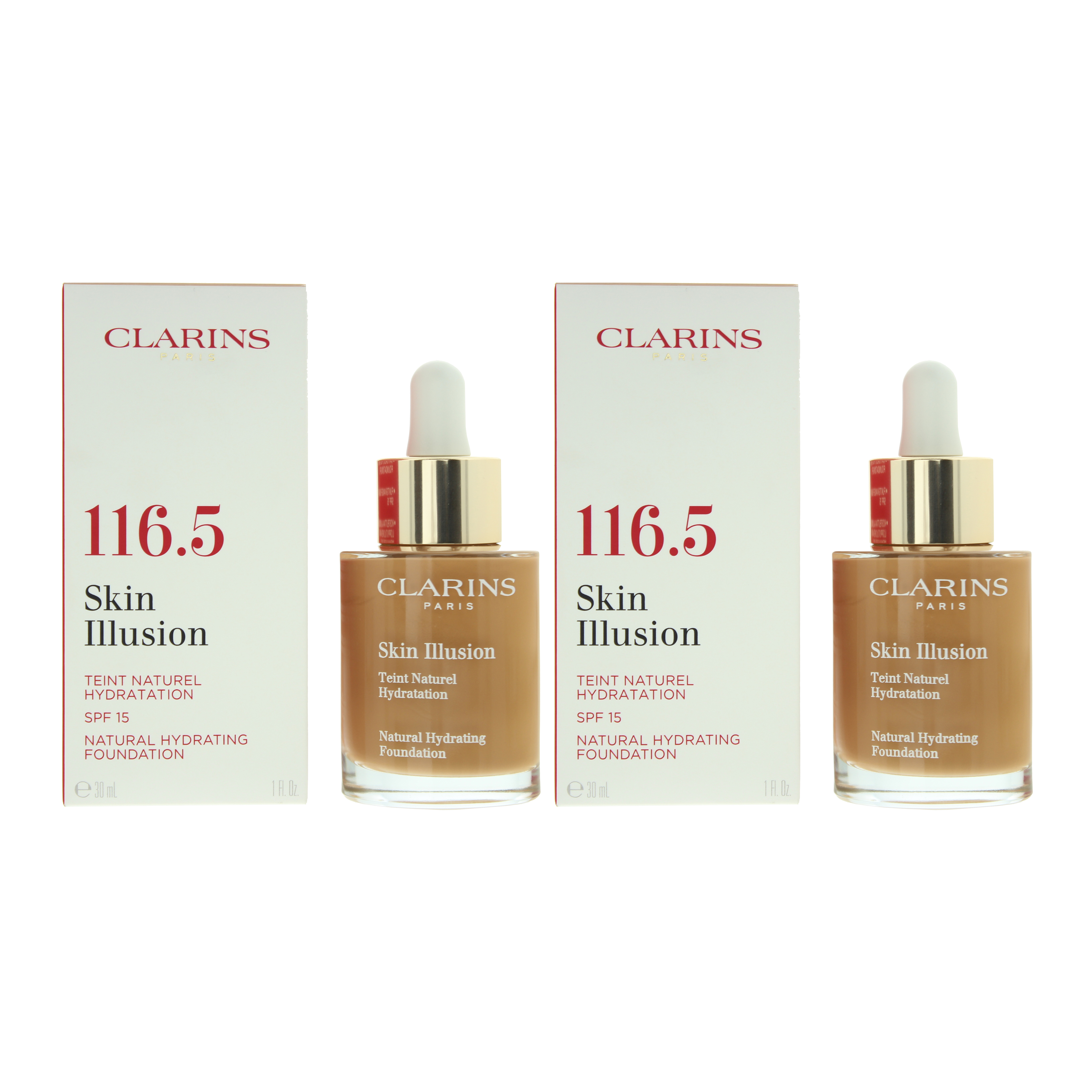 Clarins Womens Skin Illusion Natural Hydrating Foundation 30ml - 116.5 Coffee x 2 - NA - One Size