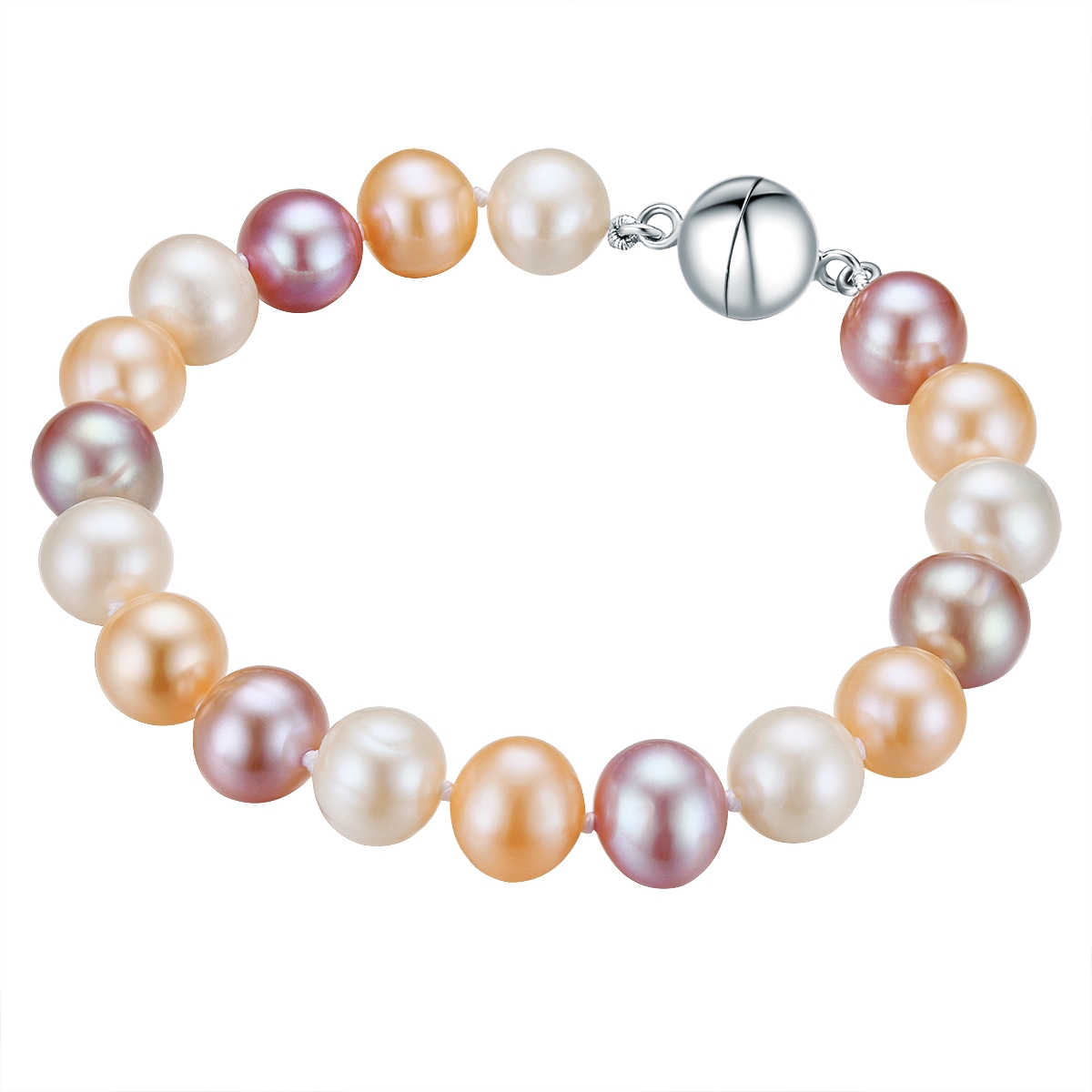 Valero Pearls Womens Female Fresh Water Cultured Pearl(s) Bracelet - Multicolour Sterling Silver - Size 21 cm