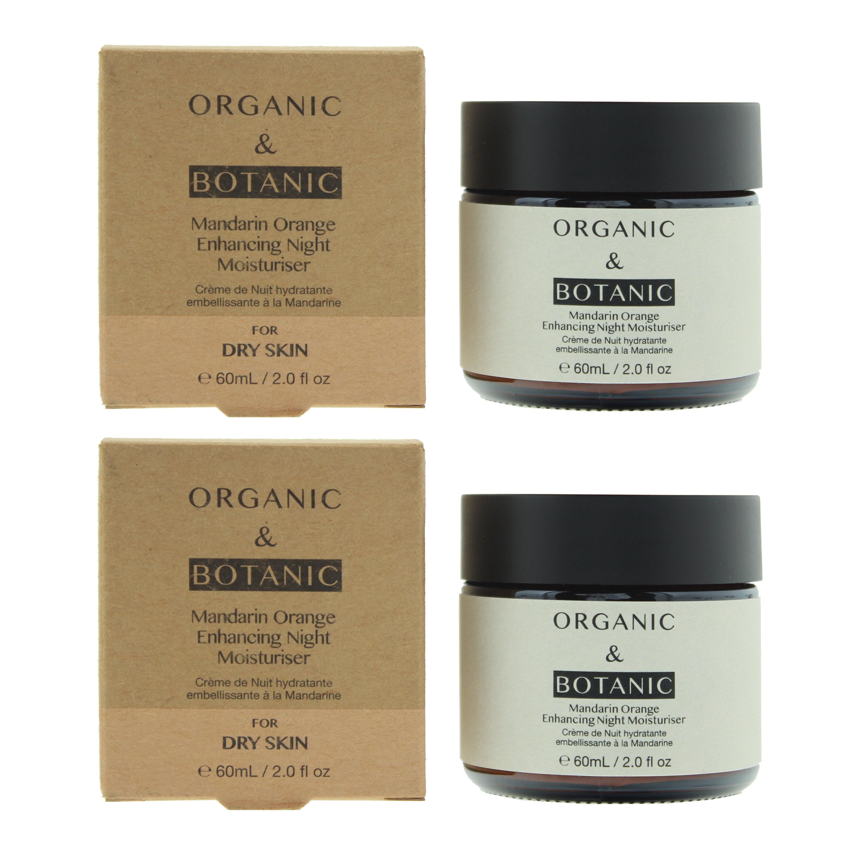 Organic & Botanic Womens Mandarin Orange Enhancing Night Moisturiser 60ml X 2 - One Size