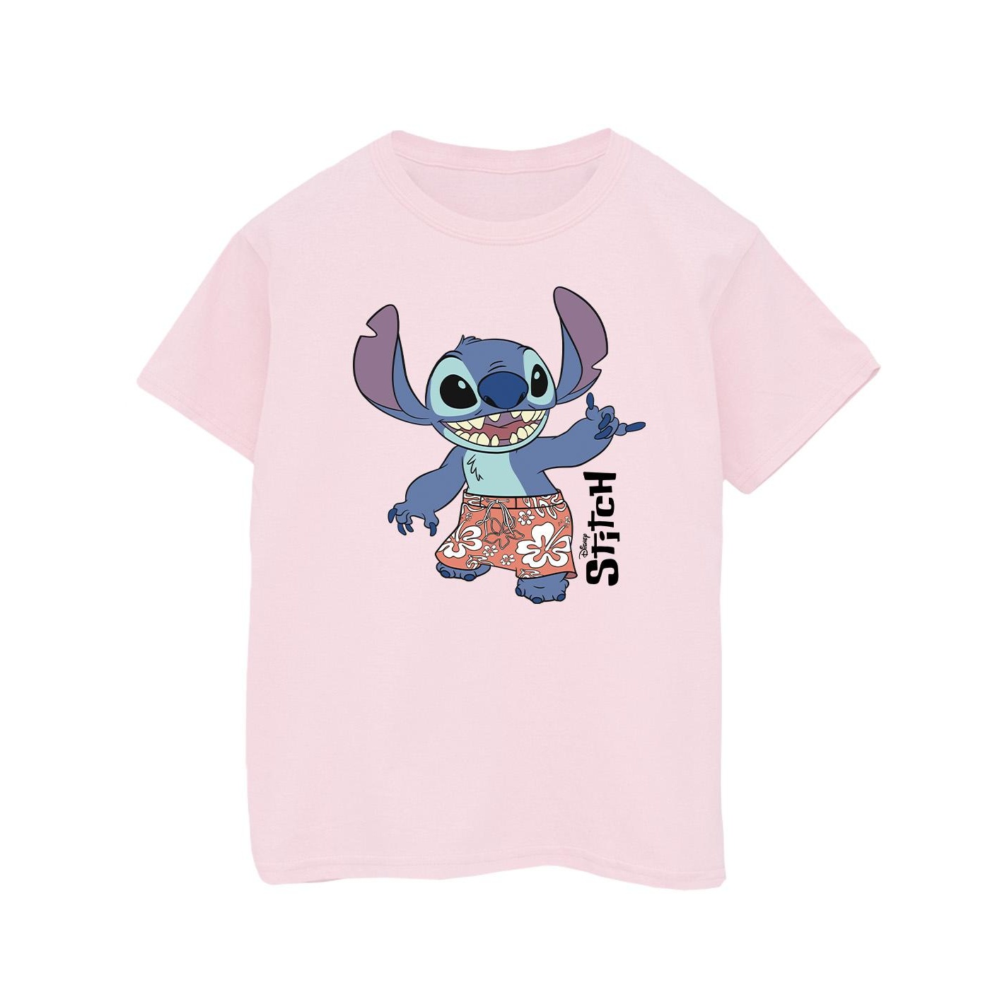 Disney Girls Lilo & Stitch Bermuda Shorts Cotton T-Shirt (Baby Pink) - Size 5-6Y