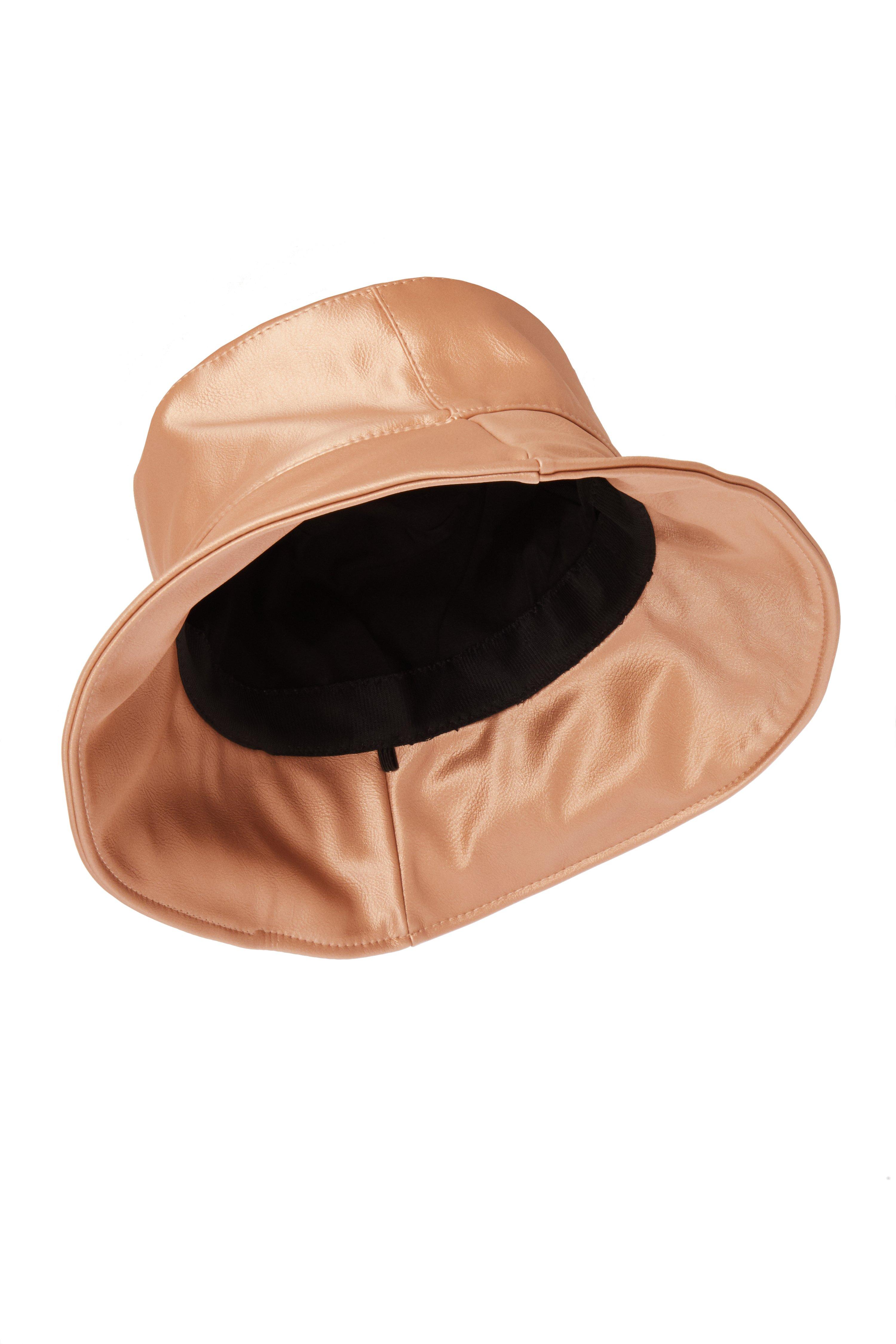 Quiz Womens Rose Gold Faux Leather Bucket Hat - Nude material_Synthetic - One Size