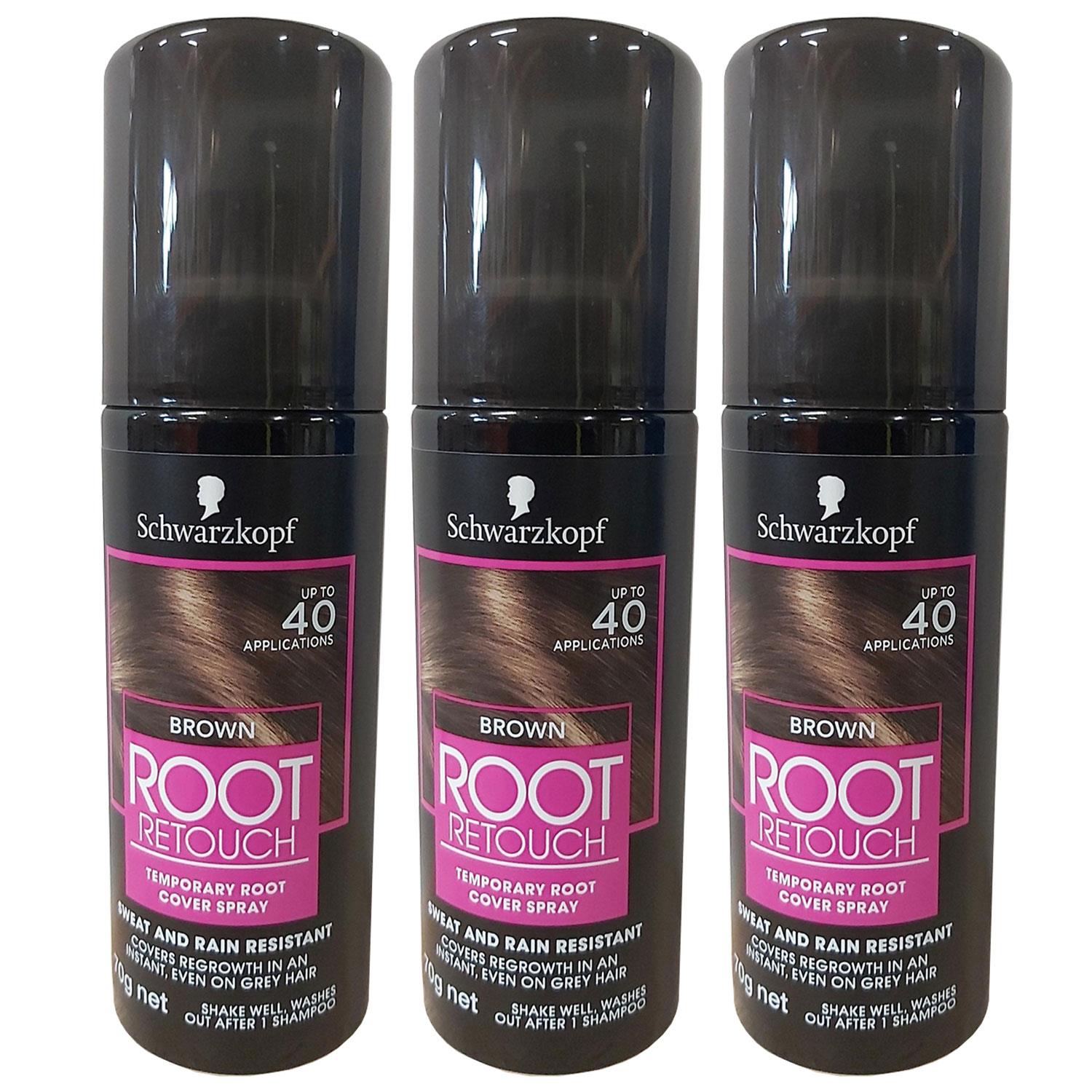 Schwarzkopf Womens 3pk Root Retouch Temporary Cover Spray Brown 70g - One Size