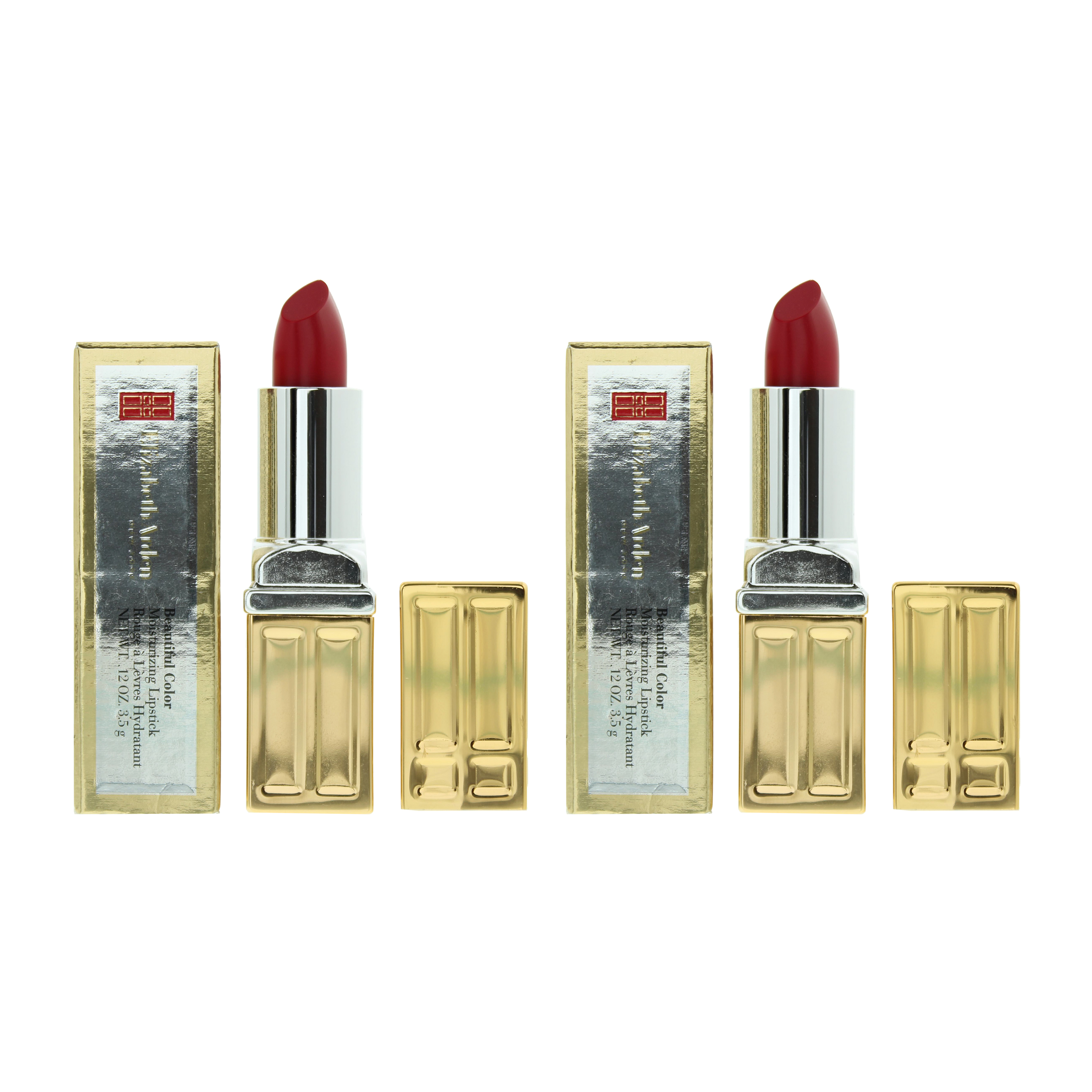 Elizabeth Arden Womens Beautiful Color Moisturising Lipstick 3.5g 02 Red Door Red x 2 - One Size