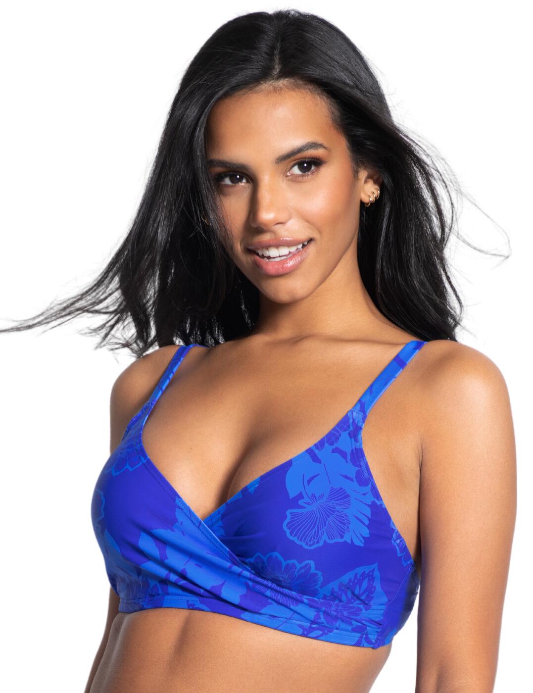 Pour Moi Womens Maui Underwired Wrap Bikini Top - Blue Polyamide - Size 32E