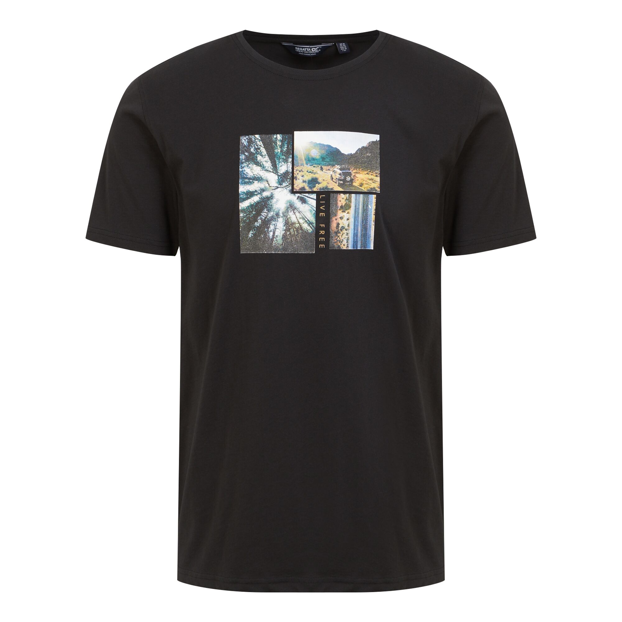 Regatta Mens Cline VIII Photograph T-Shirt (Black) Cotton - Size Medium