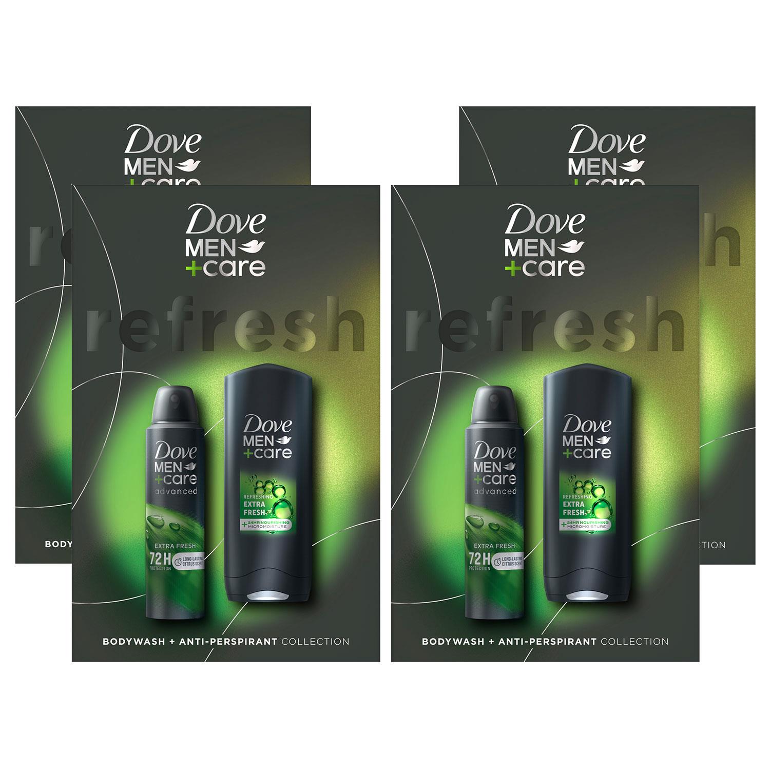 Dove Mens Refresh Body wash & Antiperspirant Gift Set for Him,4pk - One Size