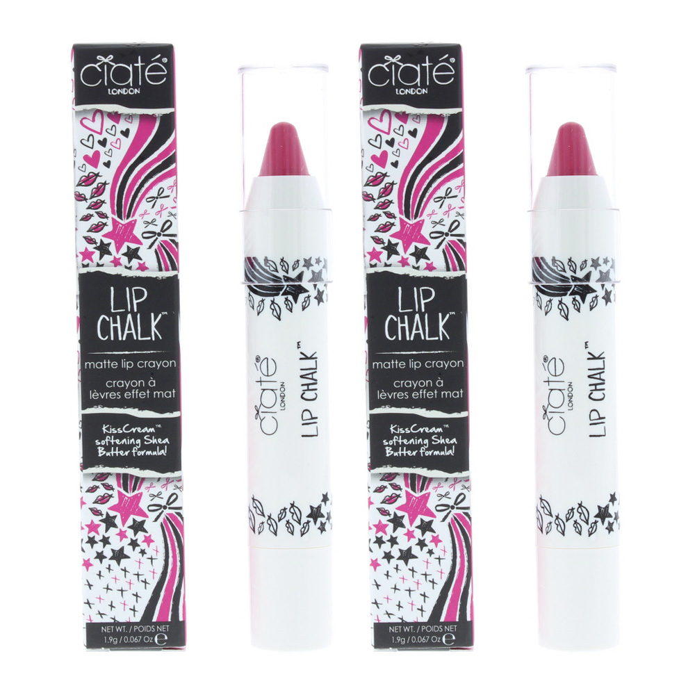 Ciate Womens Lip Chalk 1.9g Berry-Go-Round Lip Pencil Pastel Deep Pink Matte x 2 - One Size