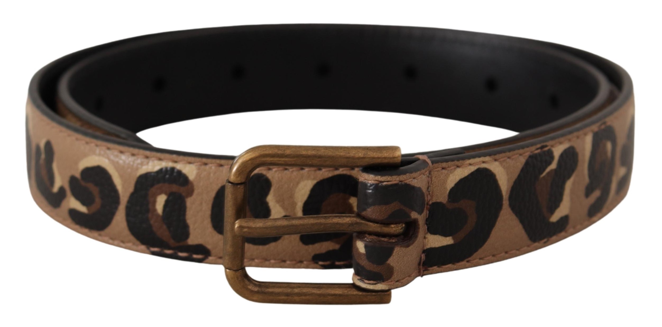 Dolce & Gabbana WoMens Brown Leopard Print Vintage Metal Waist Buckle Belt Leather - Size 65 cm