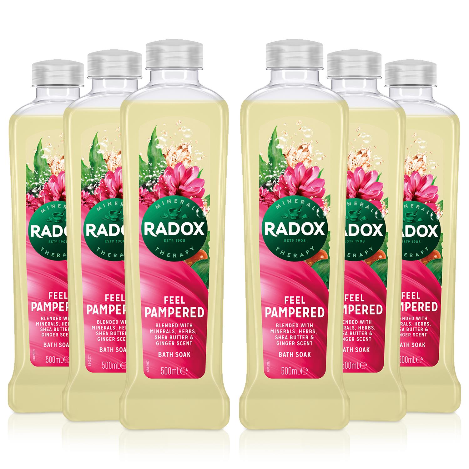 Radox Unisex 100% Nature Inspired Fragrances Bath Soak, Feel Pampered, 6 Pack, 500ml - Apple - One Size