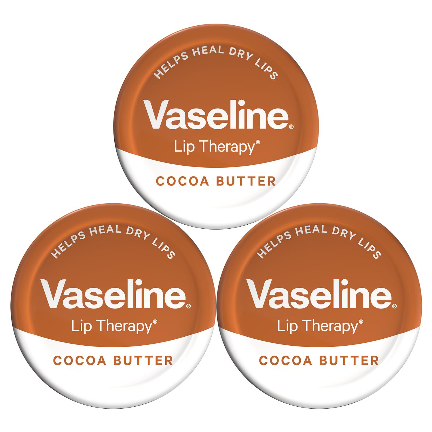 Vaseline Unisex Lip Therapy Petroleum Jelly Cocoa Butter 20gm, 3 Pack - Brown - One Size