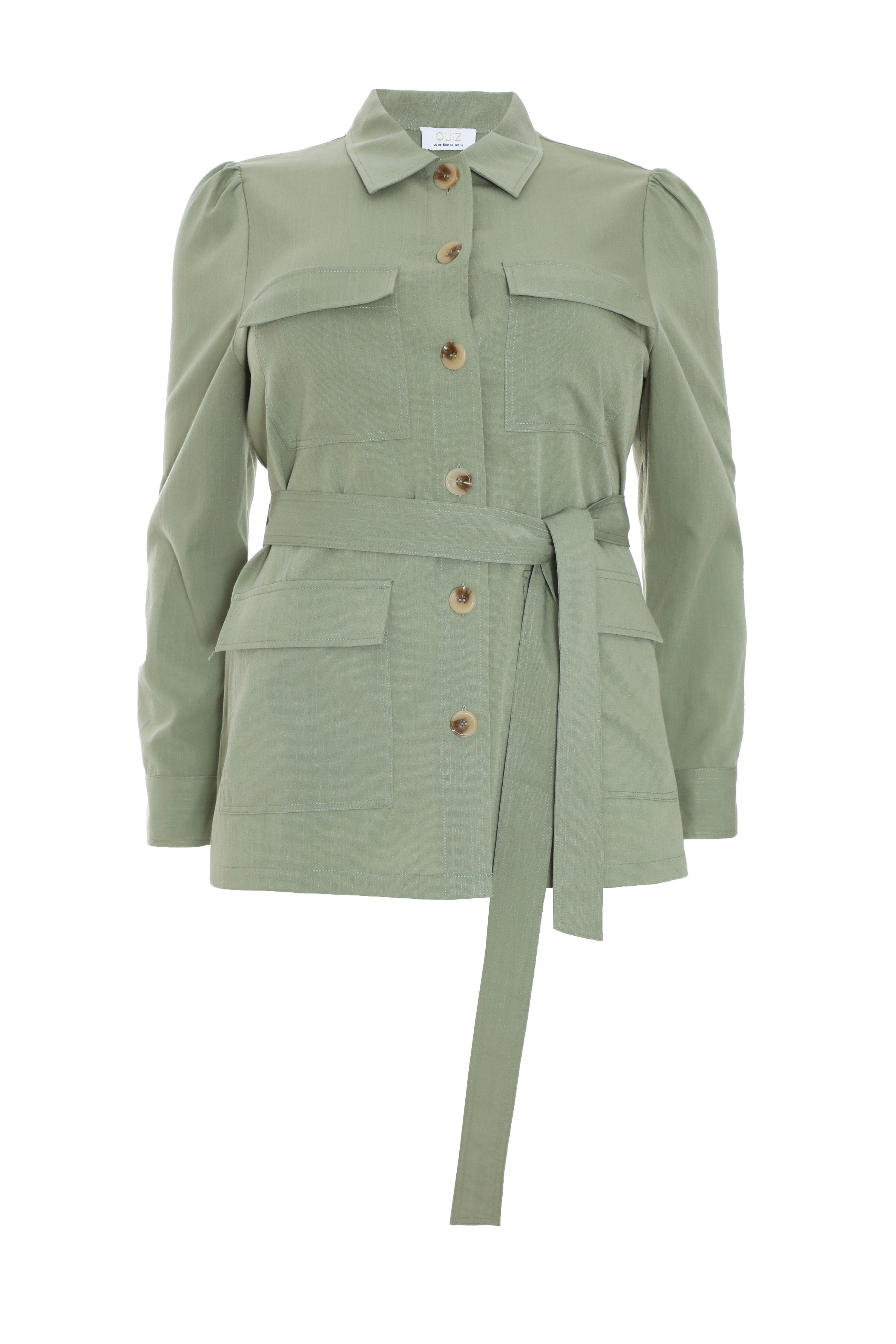 Quiz Womens Curve Khaki Utility Jacket - Green - Size 20 UK