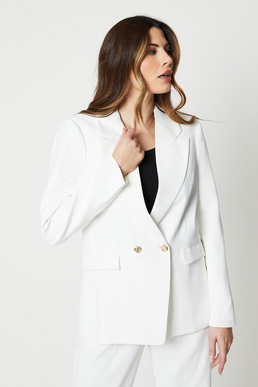 Principles Womens Button Detail Occasion Db Blazer - Ivory - Size 14 Uk