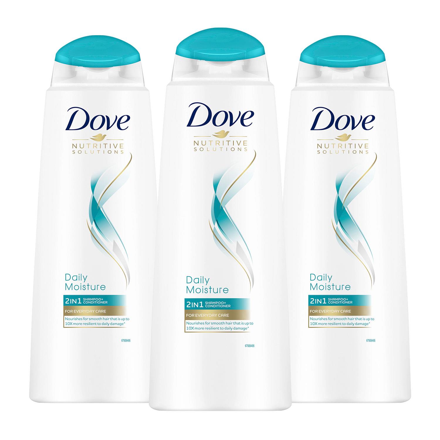 Dove Nutritive Solutions Daily Moisture 2 in 1 Shampoo & Conditioner, 3x of 400ml - NA - One Size