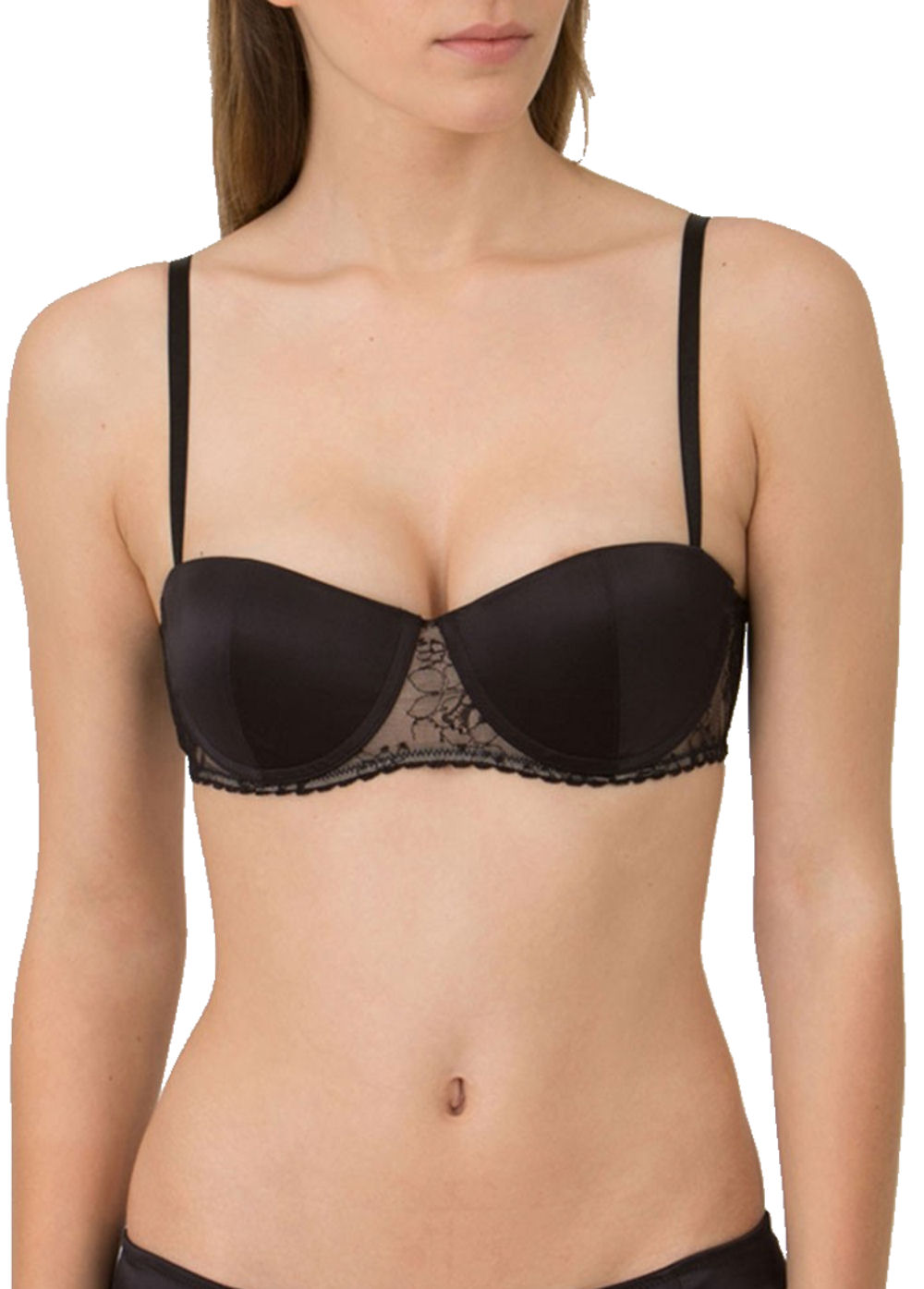 Wonderbra Womens Luxe Collection Push Up Balcony Bra - Black - Size 30F