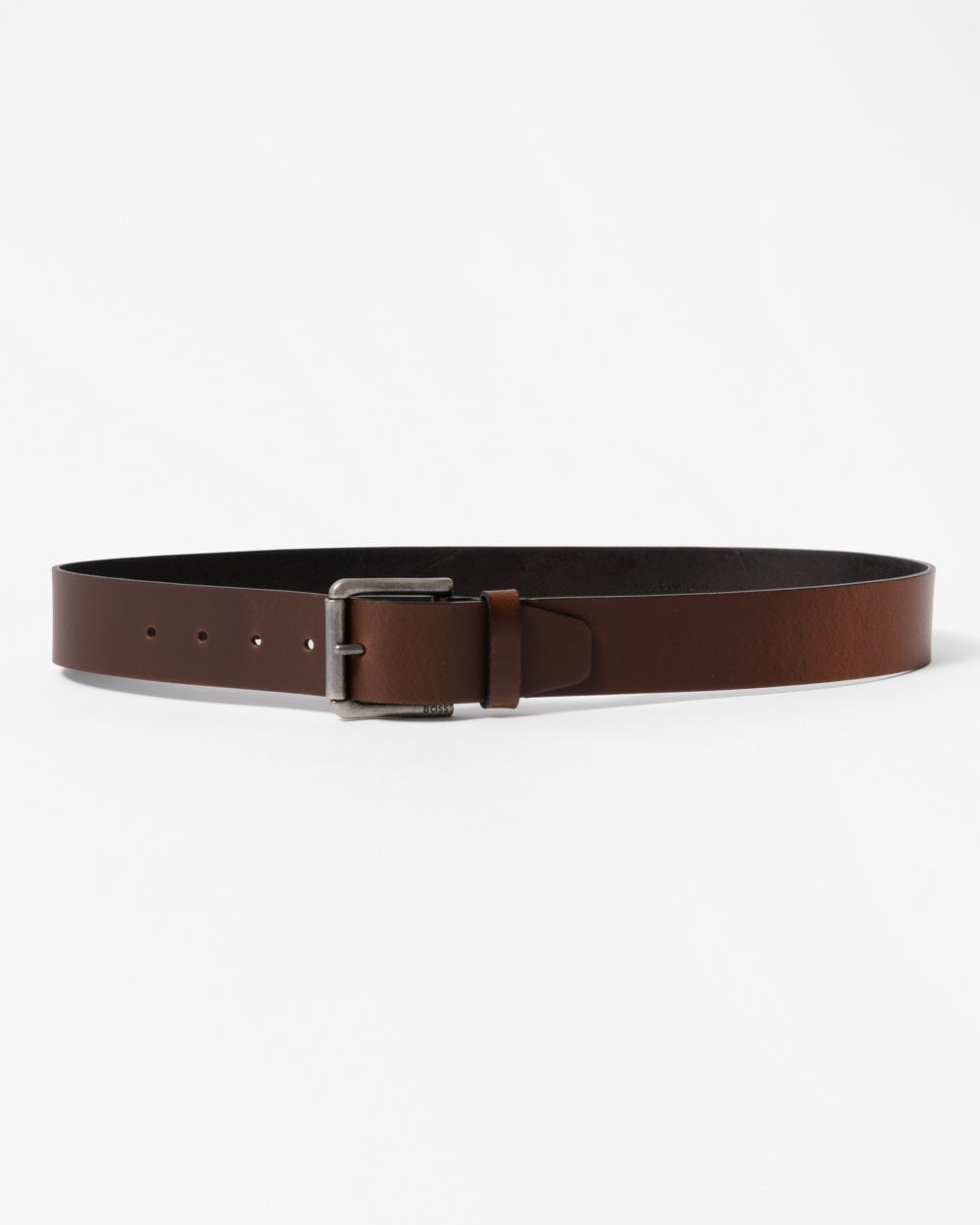 Boss Orange Joris Mens Italian Leather Belt with Engraved Buckle - Dark Brown - Size 38 inches