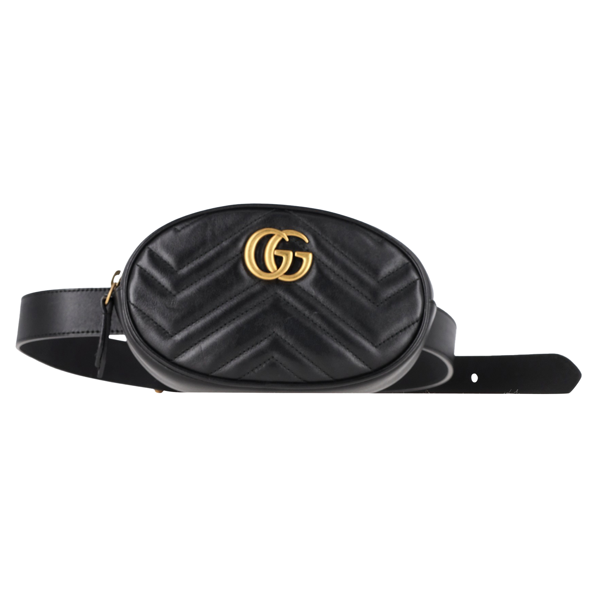 Gucci Pre-owned Womens Matelasse GG Marmont Belt Bag in Black Leather material_Leather - One Size