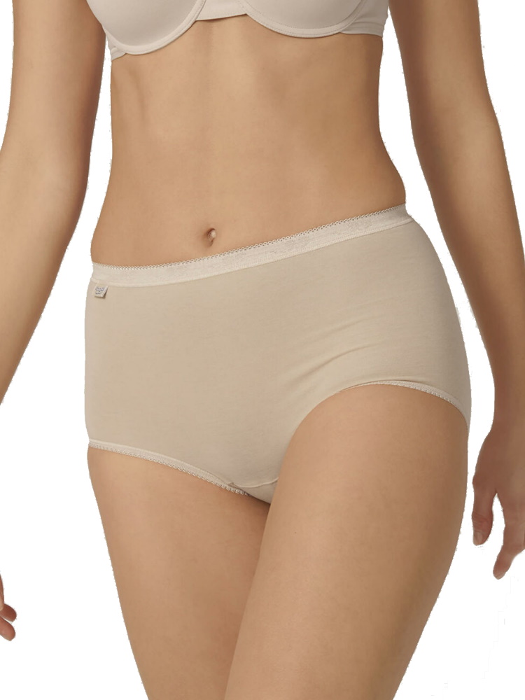 Sloggi Womens Basic+ Maxi 3 Pack Briefs - Beige Cotton - Size Large