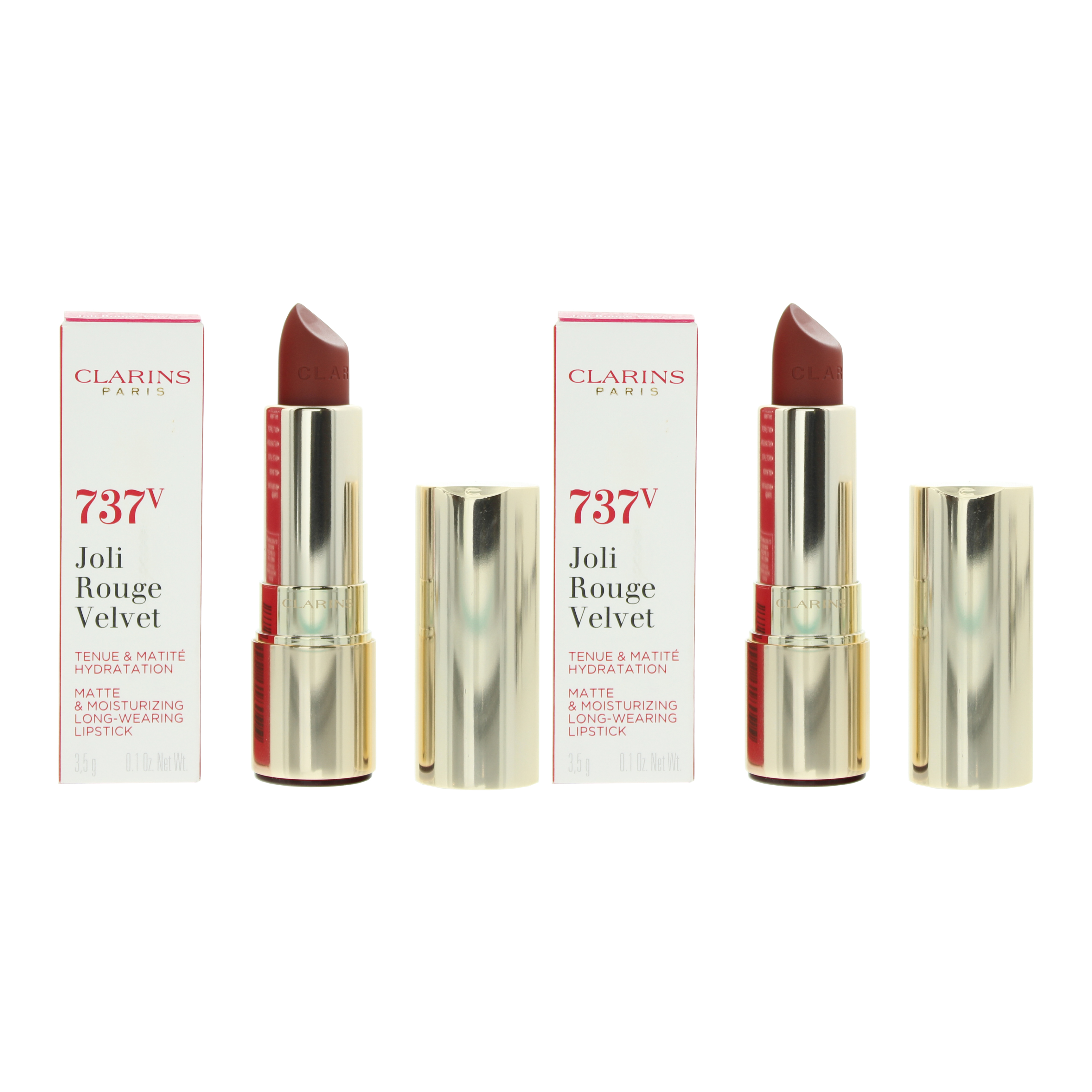 Clarins Womens Joli Rouge Velvet Matte & Moisturizing Lipstick 3.5g Spicy Cinnamon X 2 - NA - One Size