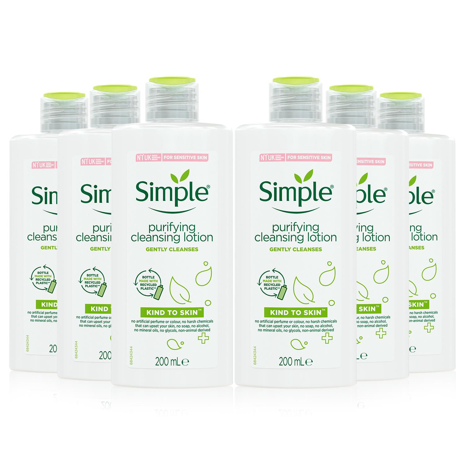 Simple Womens Kind To Skin Purifying Cleansing Lotion, 6x200ml - NA Cotton - One Size