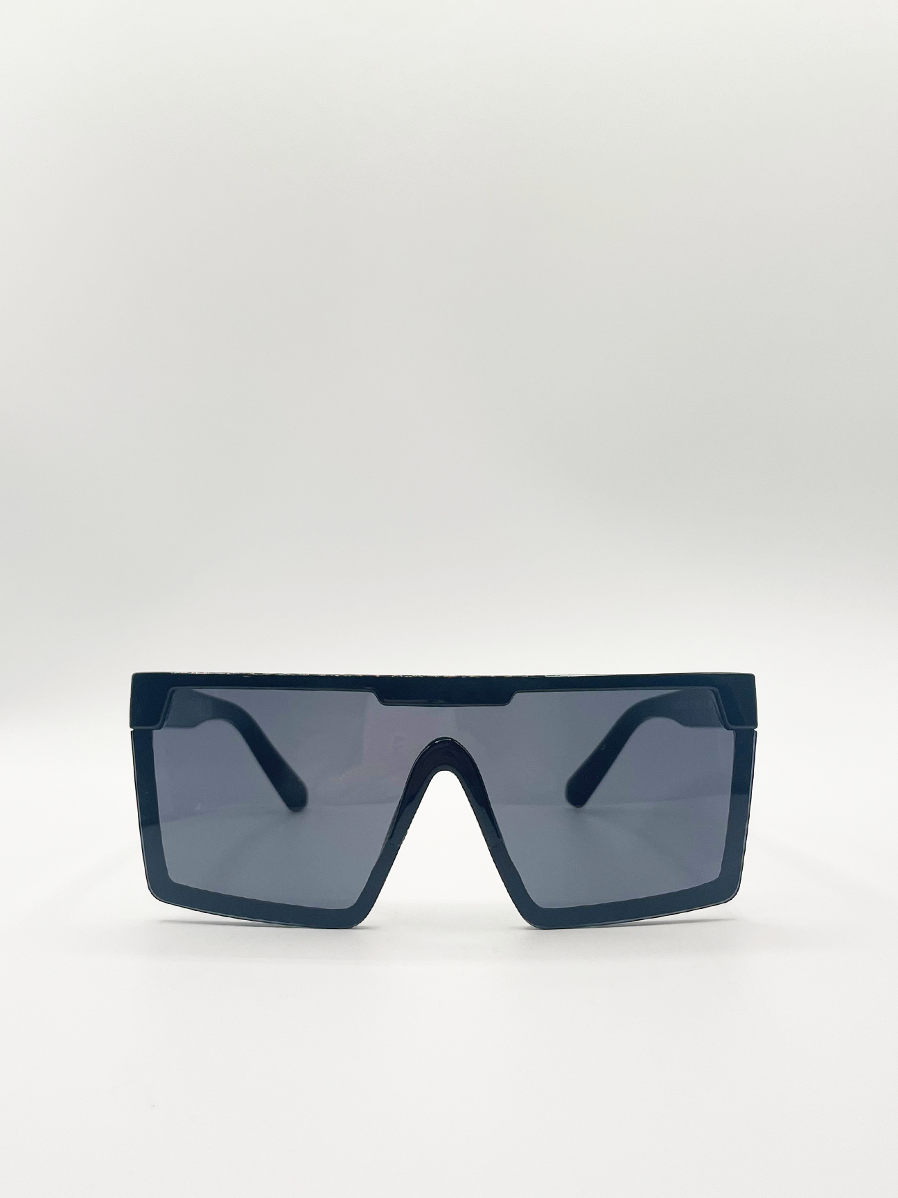 Svnx Womens Black Oversized Flat Top Square Frame Sunglasses - One Size