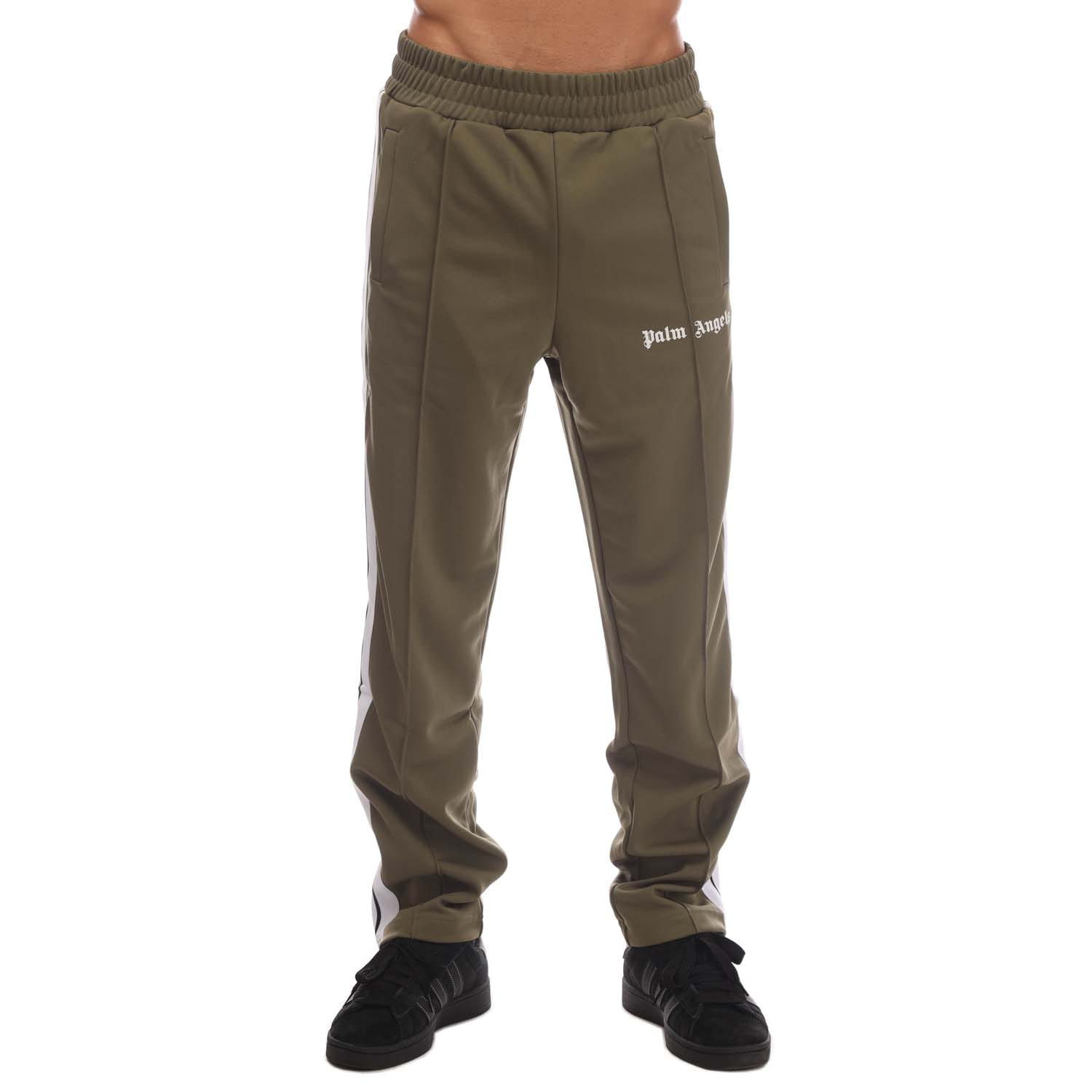 Palm Angels Mens Classic Track Pants in Green White material_polyester - Size Medium