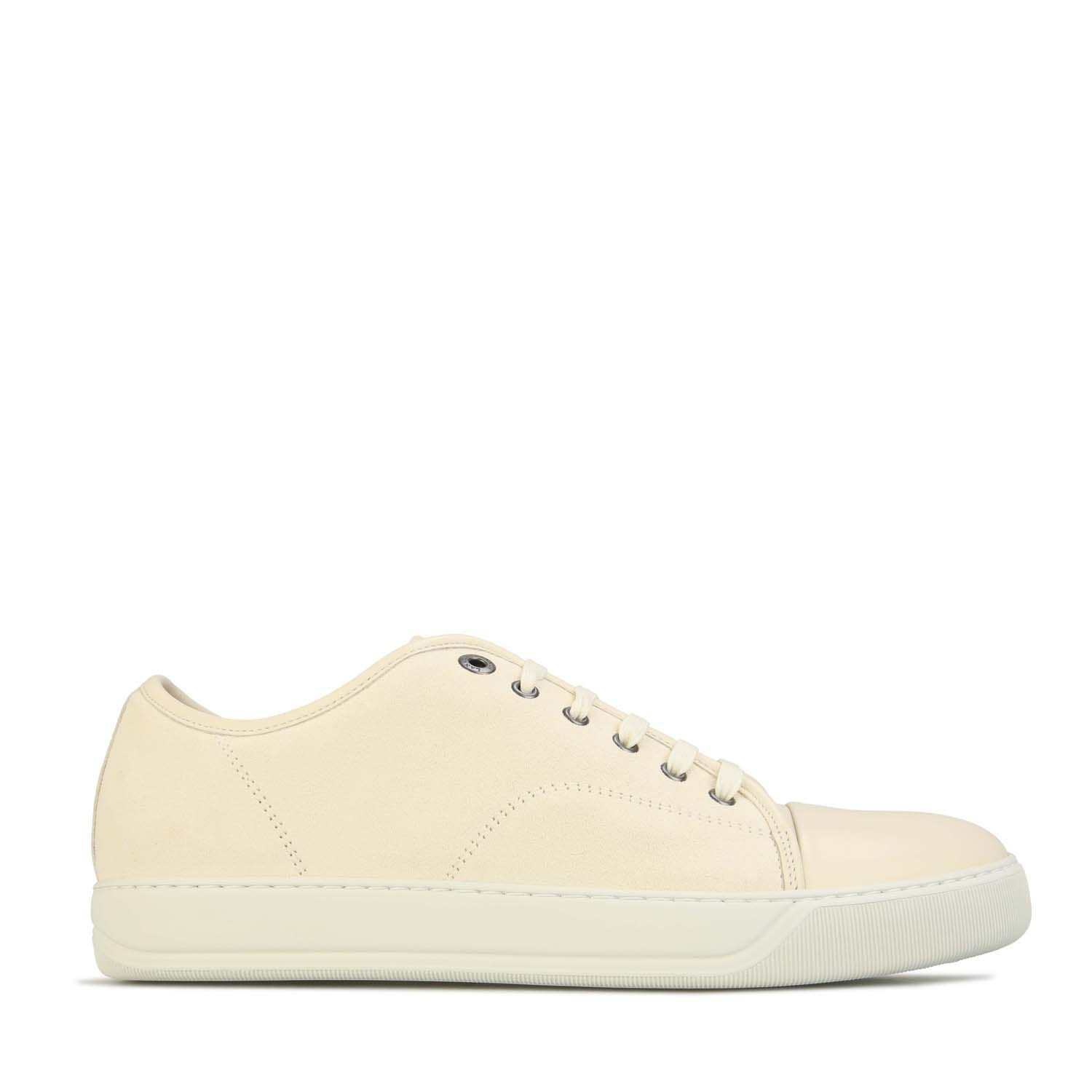 Lanvin Mens Matt Toe Cap Sneakers in Cream Suede - Size UK 5