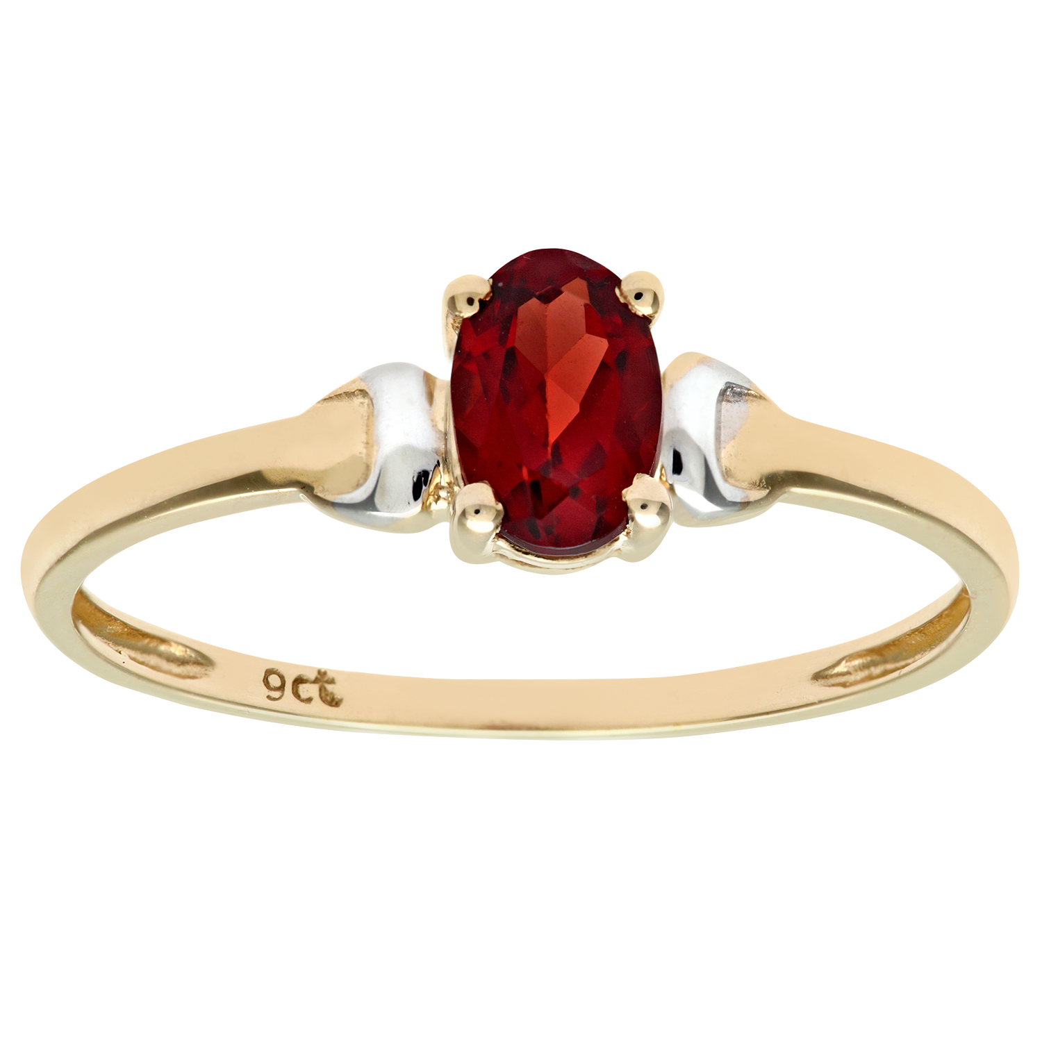 Diamant L'Eternel Womens 9ct Yellow and White Gold Ladies Garnet Birth Stone Ring - Size N