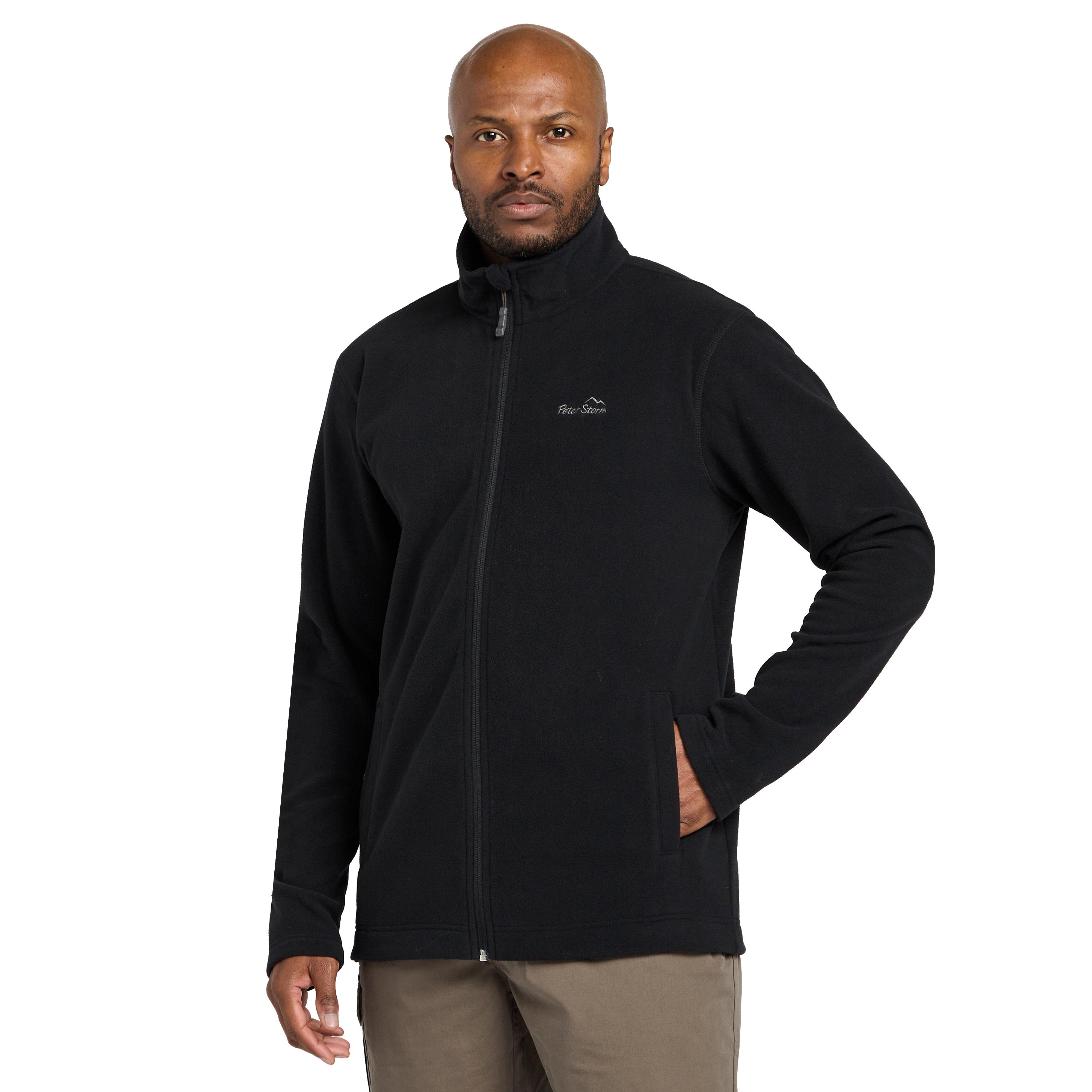 Peter Storm Mens Bracken Full Zip Recycled Fleece, Walking & Hiking Mid-layer - Black - Size 2XL