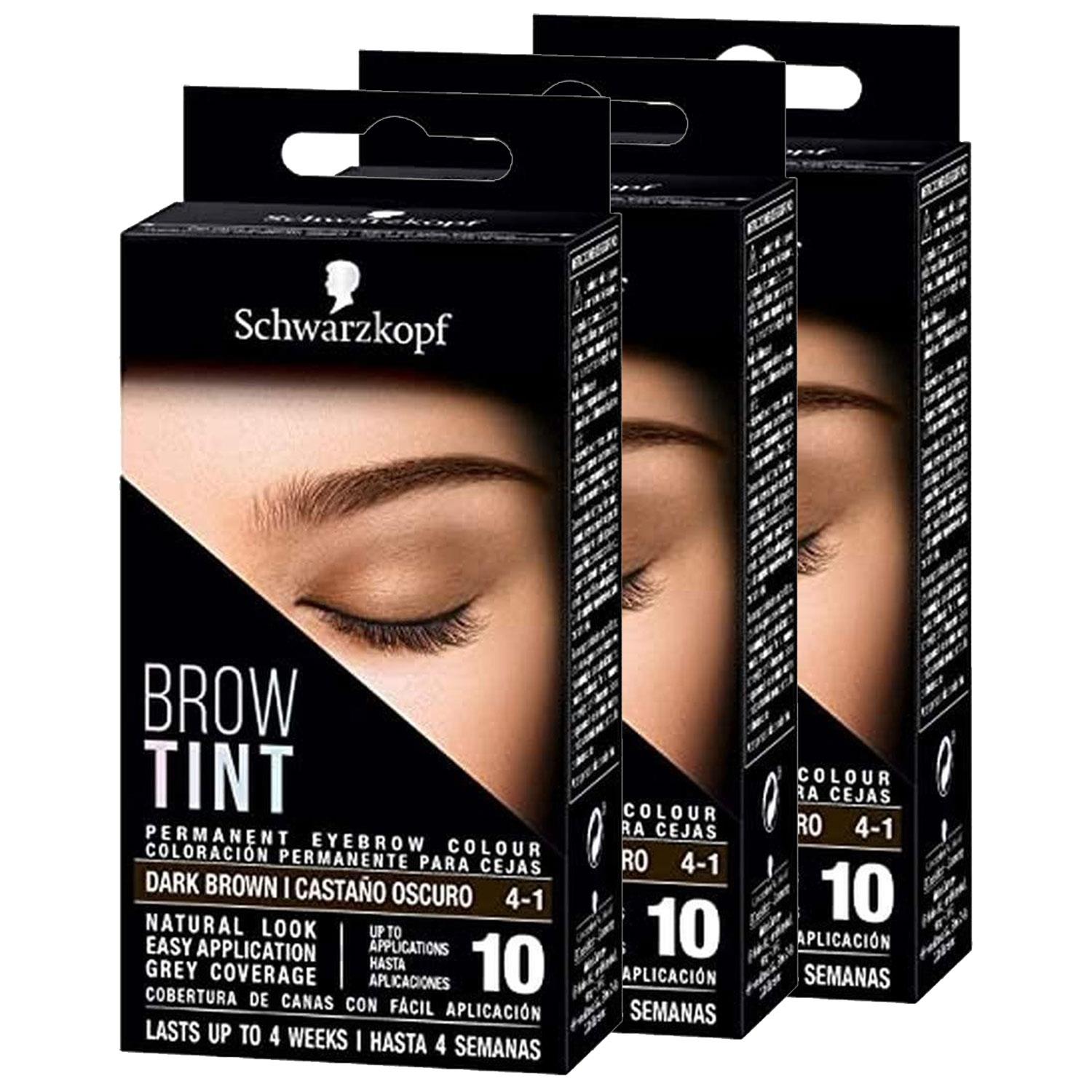 Schwarzkopf Womens Brow Tint Professional Permanent Eyebrow Dye TintingKit, DarkBrown, 2 Pack - Black - One Size