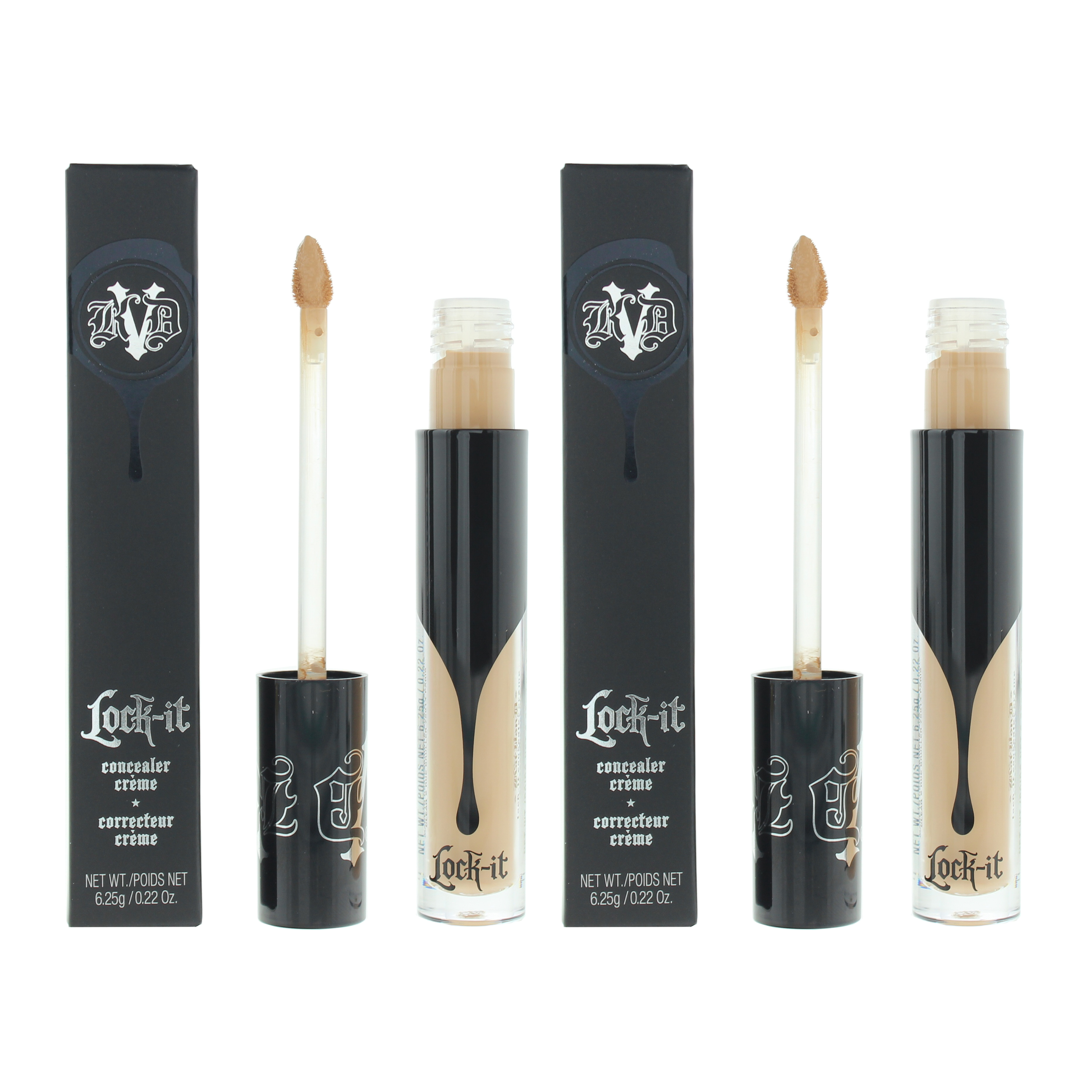 KVD Womens Kat Von D Lock It Creme Concealer 6.2g - M25 Warm x 2 - NA - One Size