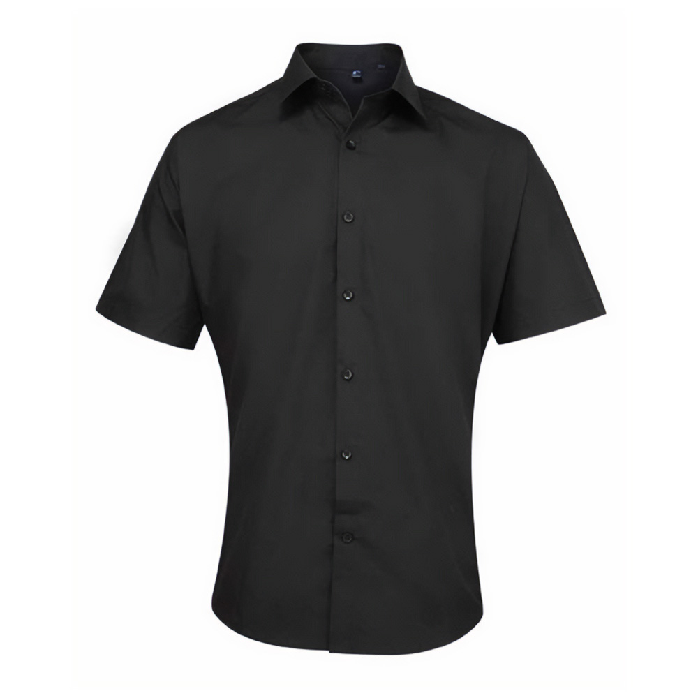 Premier Mens Supreme Poplin Short-Sleeved Shirt (Black) - Size 18 inch