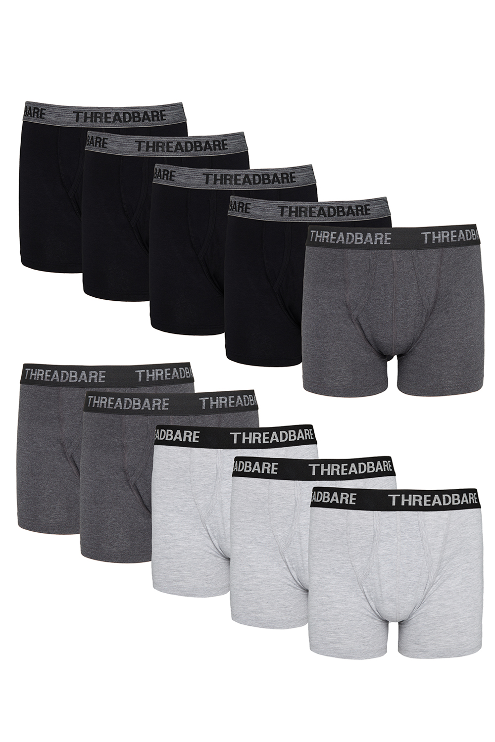 Threadbare Mens 10 Pack 'Hanson' A-Front Trunks - Multicolour - Size 2XL