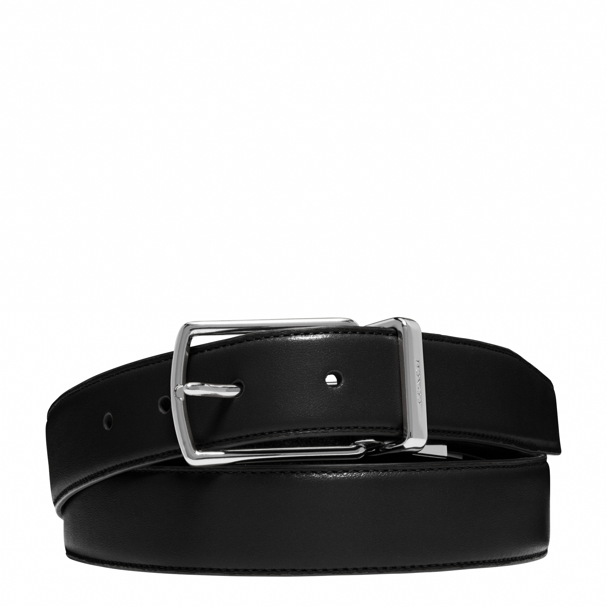 Coach Mens Modern Harness CTS Reversible Belt in Smooth Leather - Black - One Size