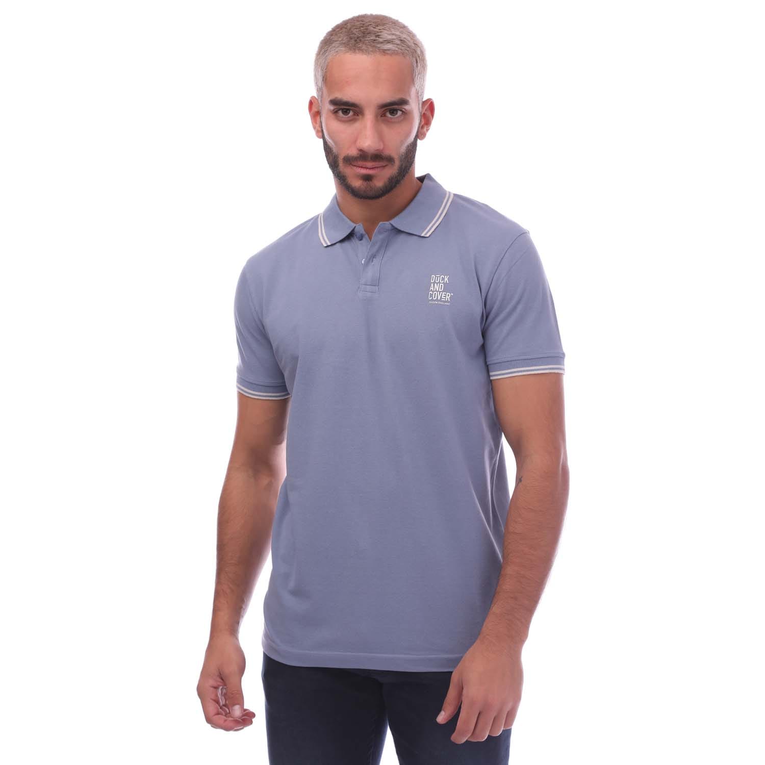 Duck and Cover Mens Sameer Polo Shirt in Blue material_cotton - Size Large