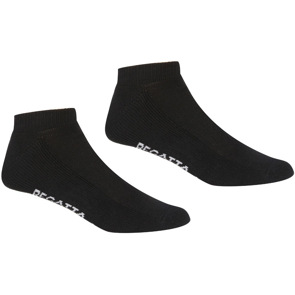 Regatta Mens Unisex 5 Pack Durable Comfort Trainer Socks - Black Cotton - Size UK 6-8