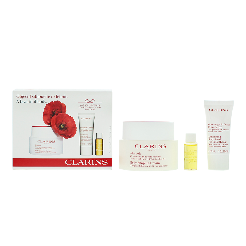 Clarins Womens A Beautiful Body Gift Set - Cream 200ml, Exfoliating 30ml + Tonic Oil 10ml - One Size