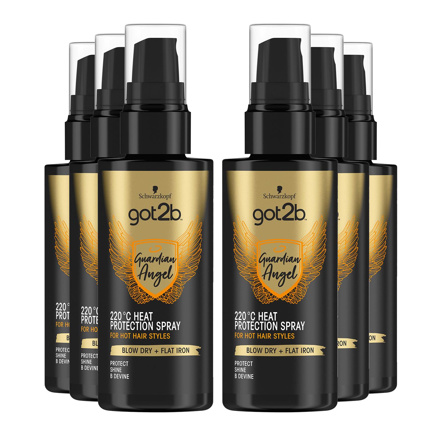 Schwarzkopf Womens got2b Guardian Angel Heat Protection Spray Mini, 6x75ml - NA - One Size