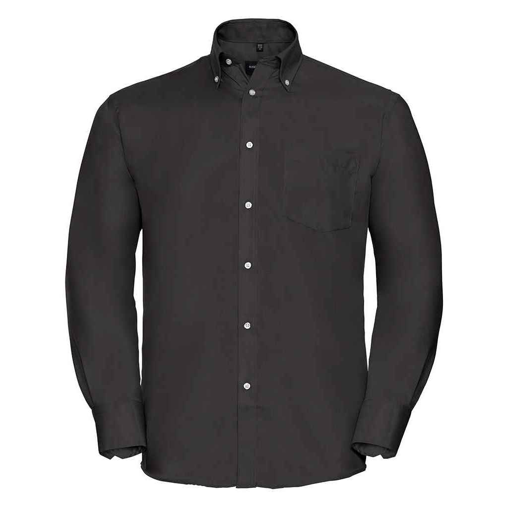 Russell Athletic Collection Mens Ultimate Long-Sleeved Formal Shirt (Black) Cotton - Size 18.5 inch