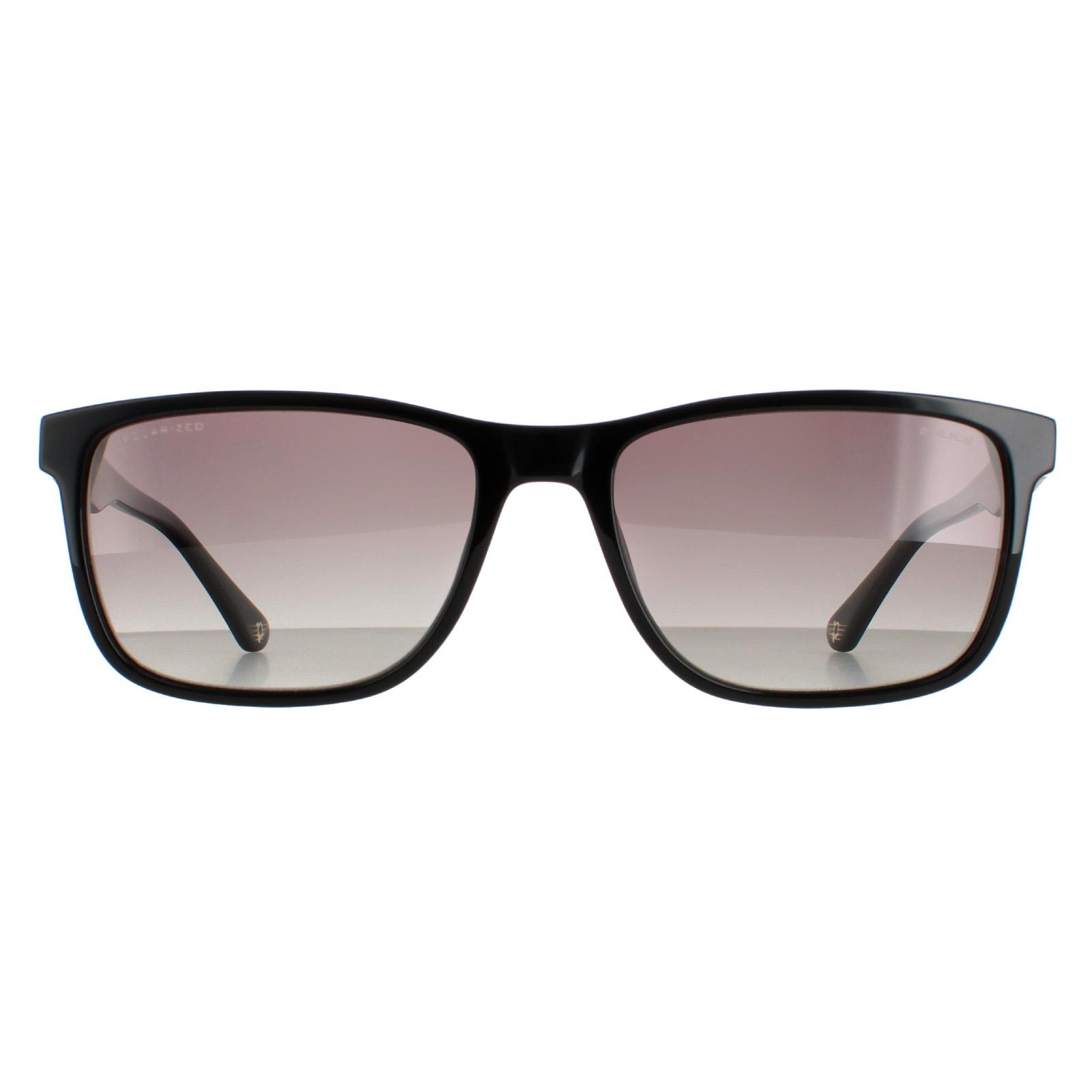 Police Rectangle Mens Shiny Black Smoke Gradient Polarised SPLB40N Arcade2 - One Size